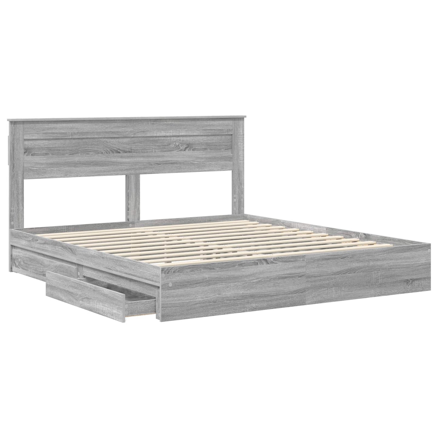 Storage Bed Grey Sonoma 180 x 200 cm Engineered Wood