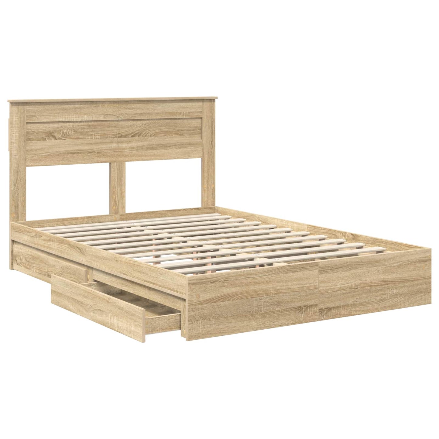 Storage Bed with Drawer Sonoma Oak 160 x 200 cm Engineered Wood