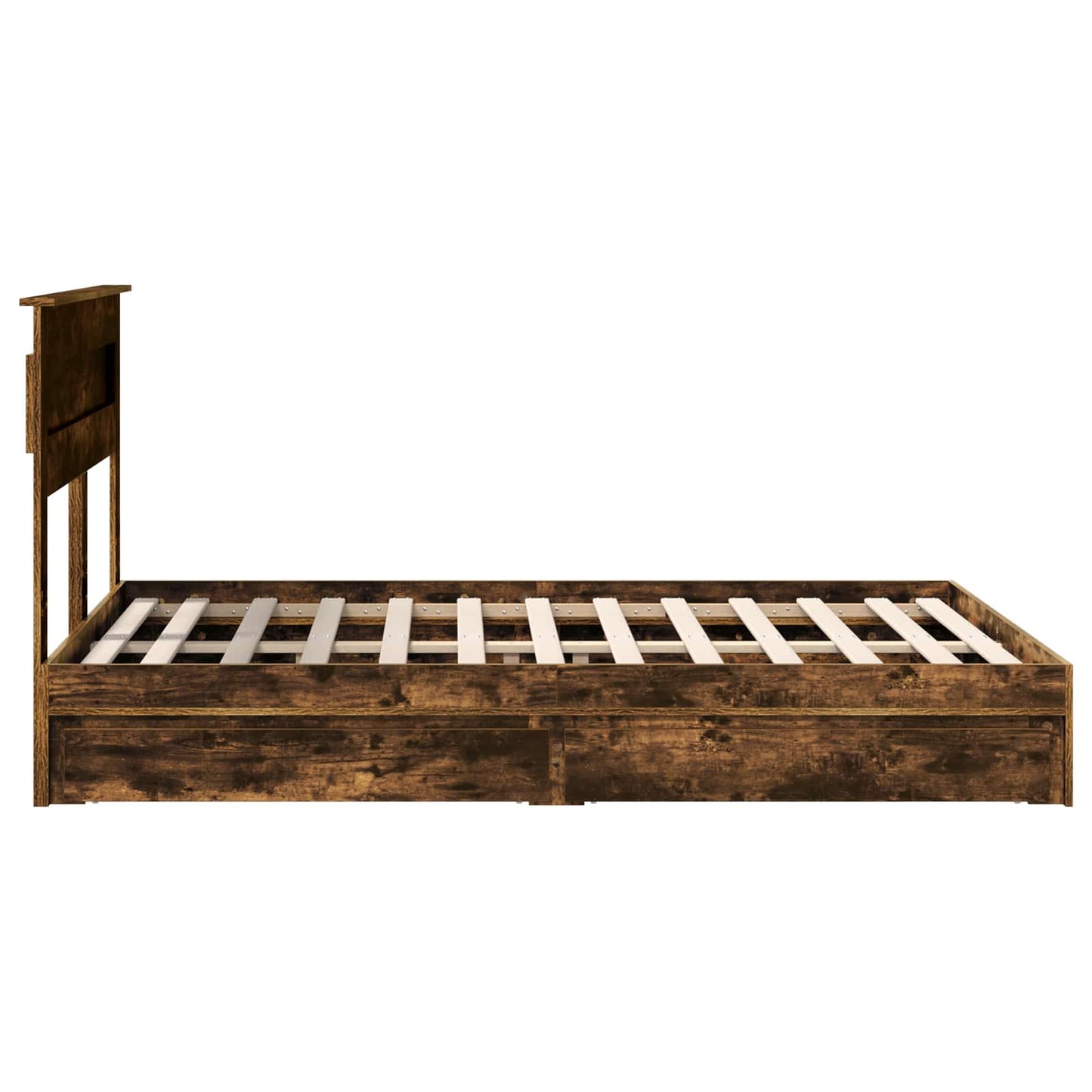 Storage Bed with Drawer Smoked Oak 160 x 200 cm Engineered Wood