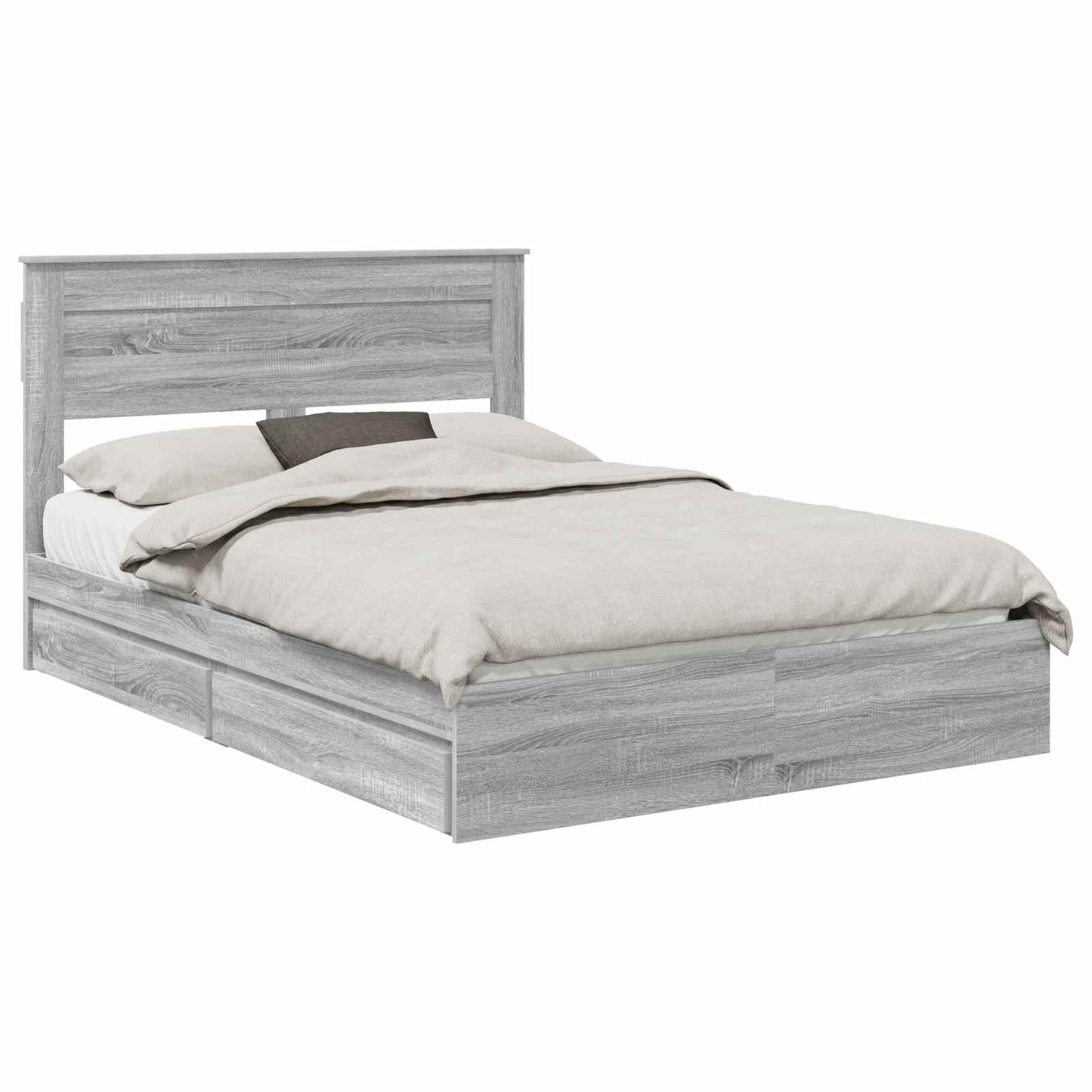 Storage Bed Grey Sonoma 160 x 200 cm Engineered Wood