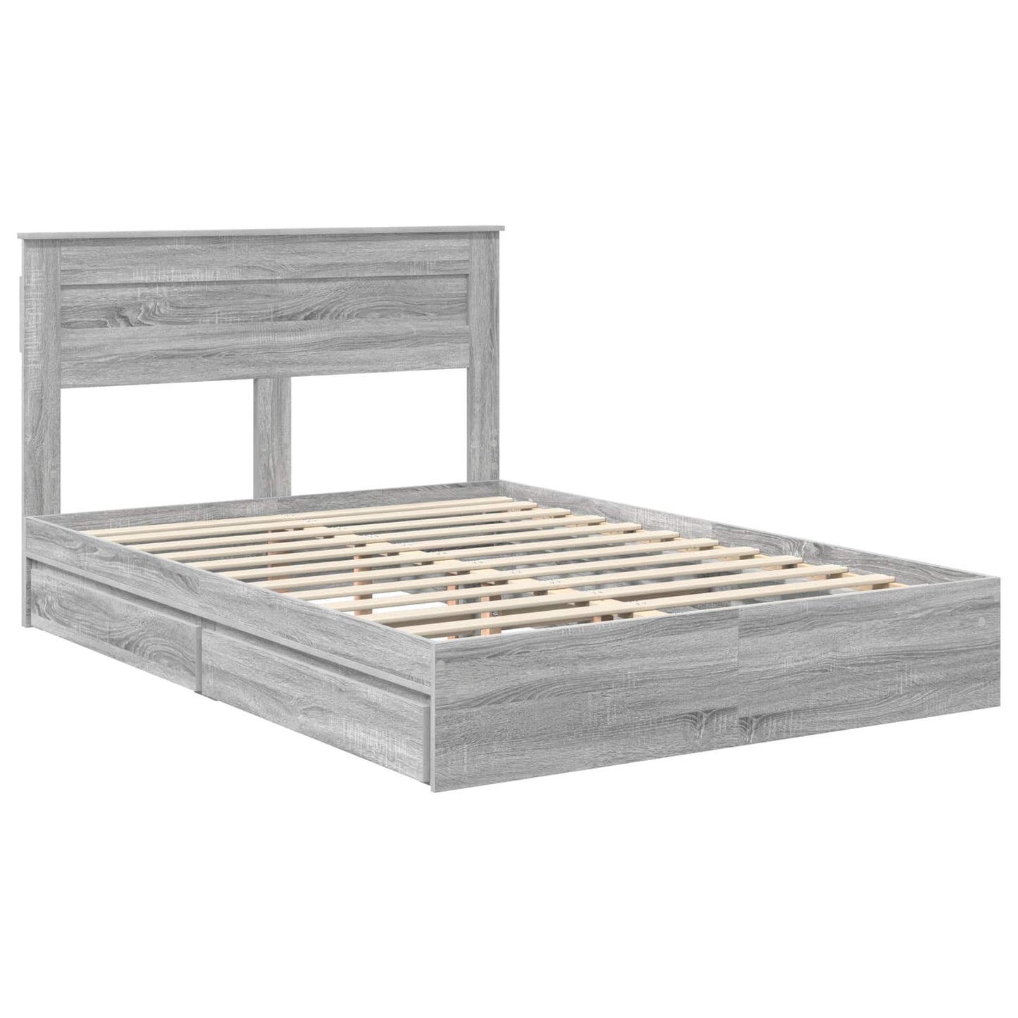 Storage Bed Grey Sonoma 160 x 200 cm Engineered Wood