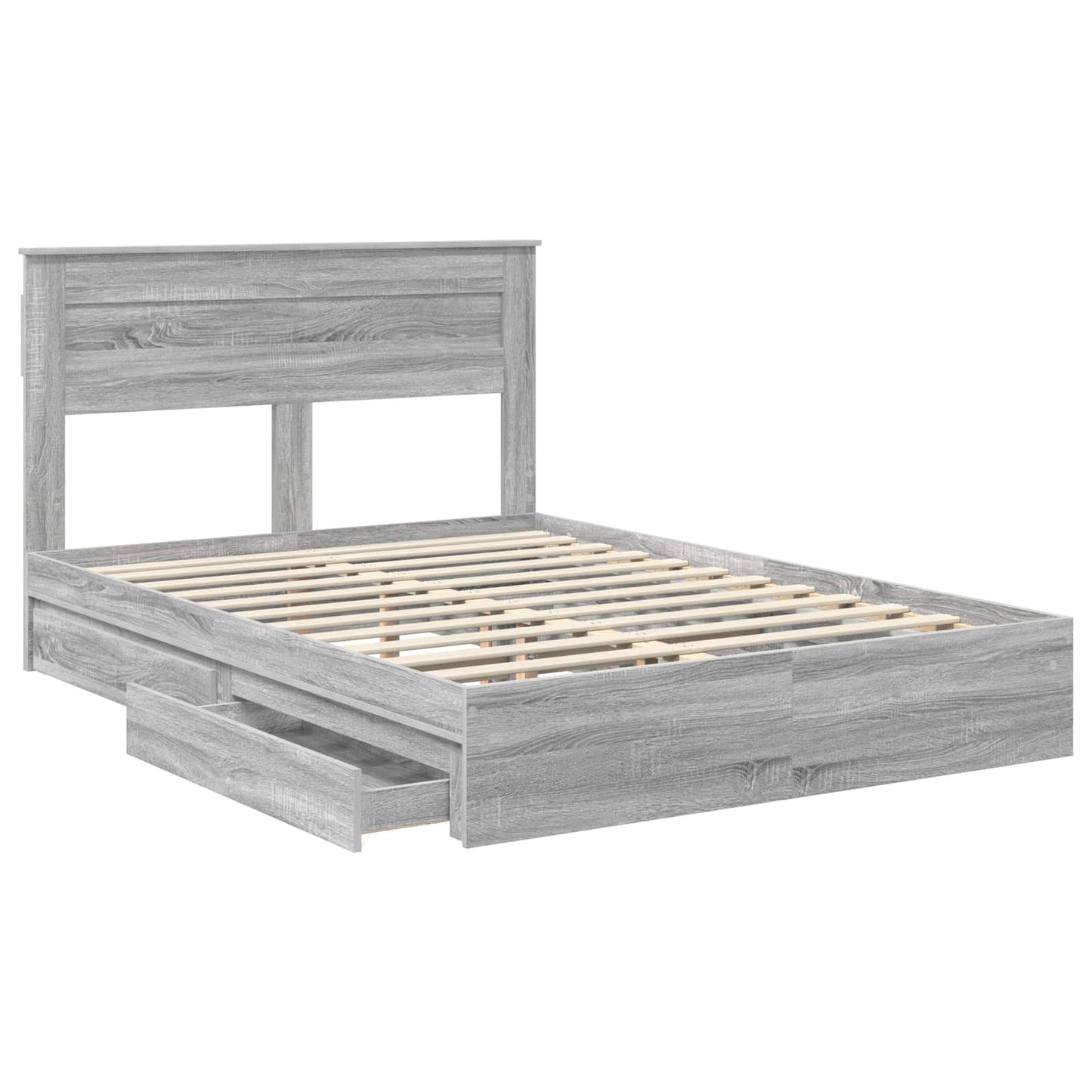 Storage Bed Grey Sonoma 160 x 200 cm Engineered Wood