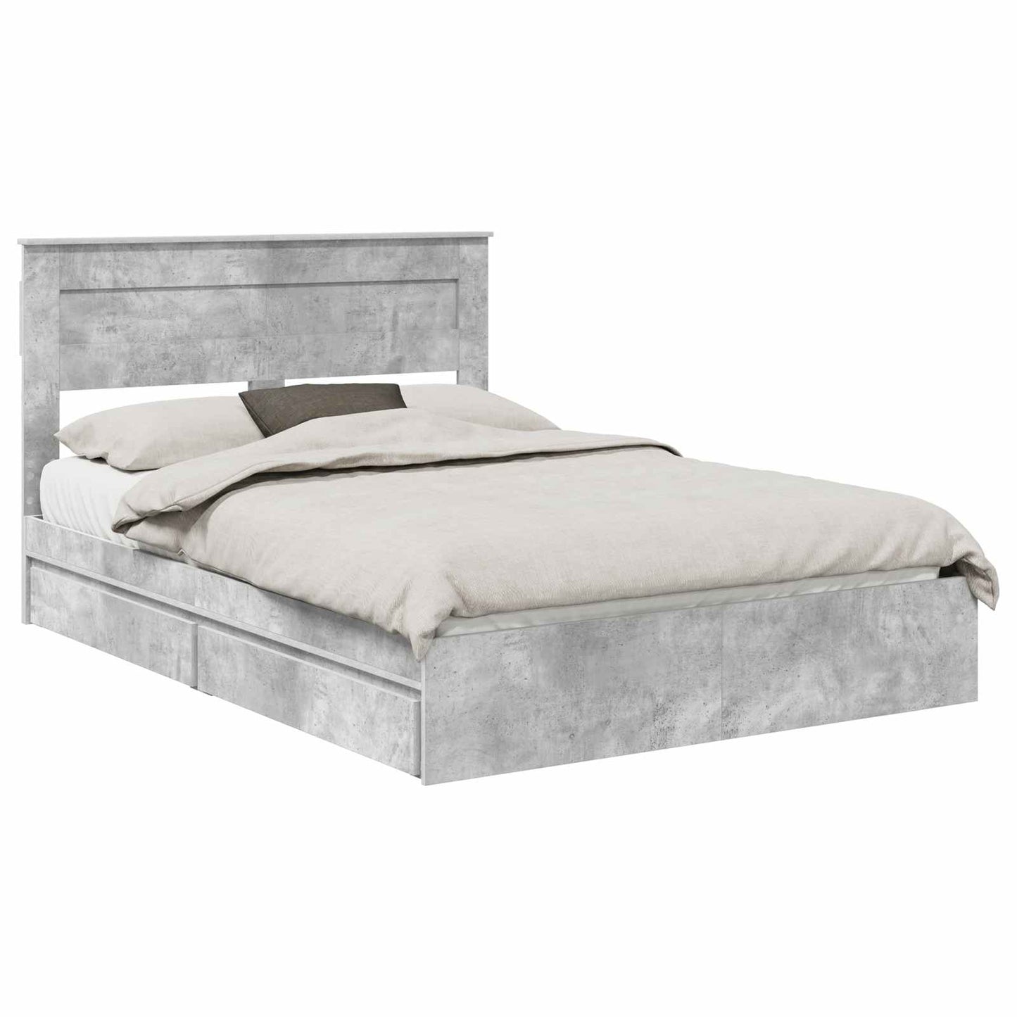 Storage Bed Concrete Grey 150 x 200 cm Engineered Wood