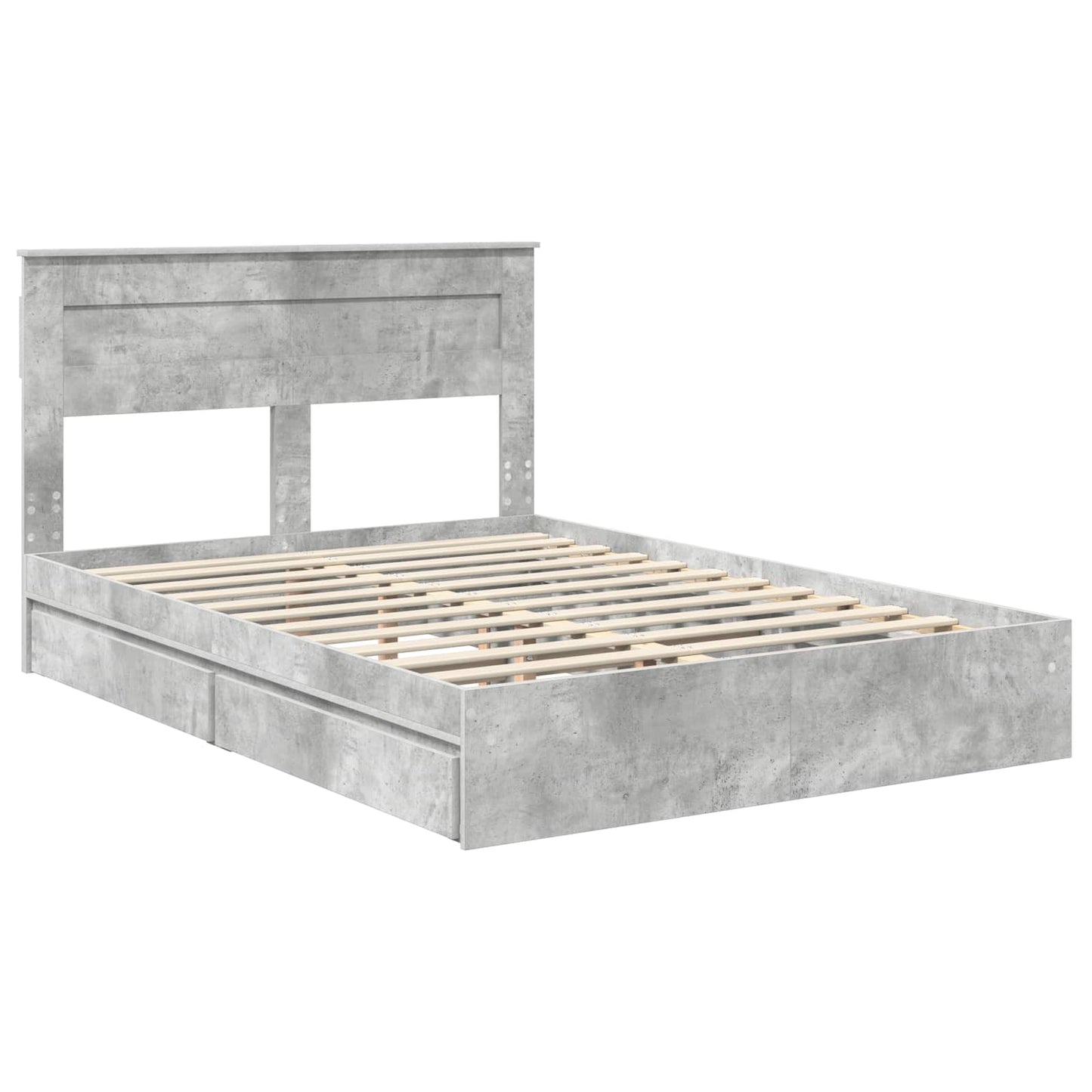 Storage Bed Concrete Grey 150 x 200 cm Engineered Wood