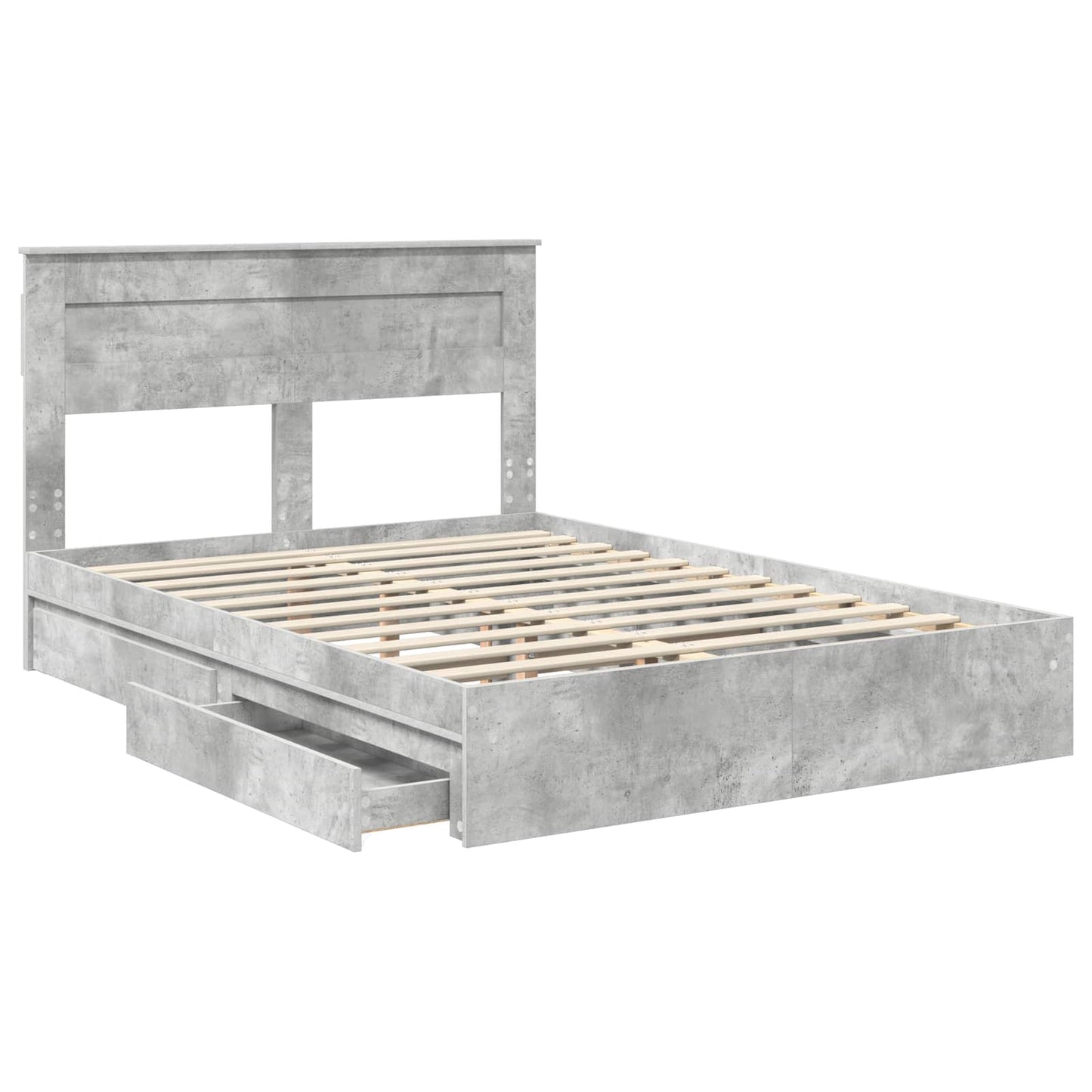 Storage Bed Concrete Grey 150 x 200 cm Engineered Wood