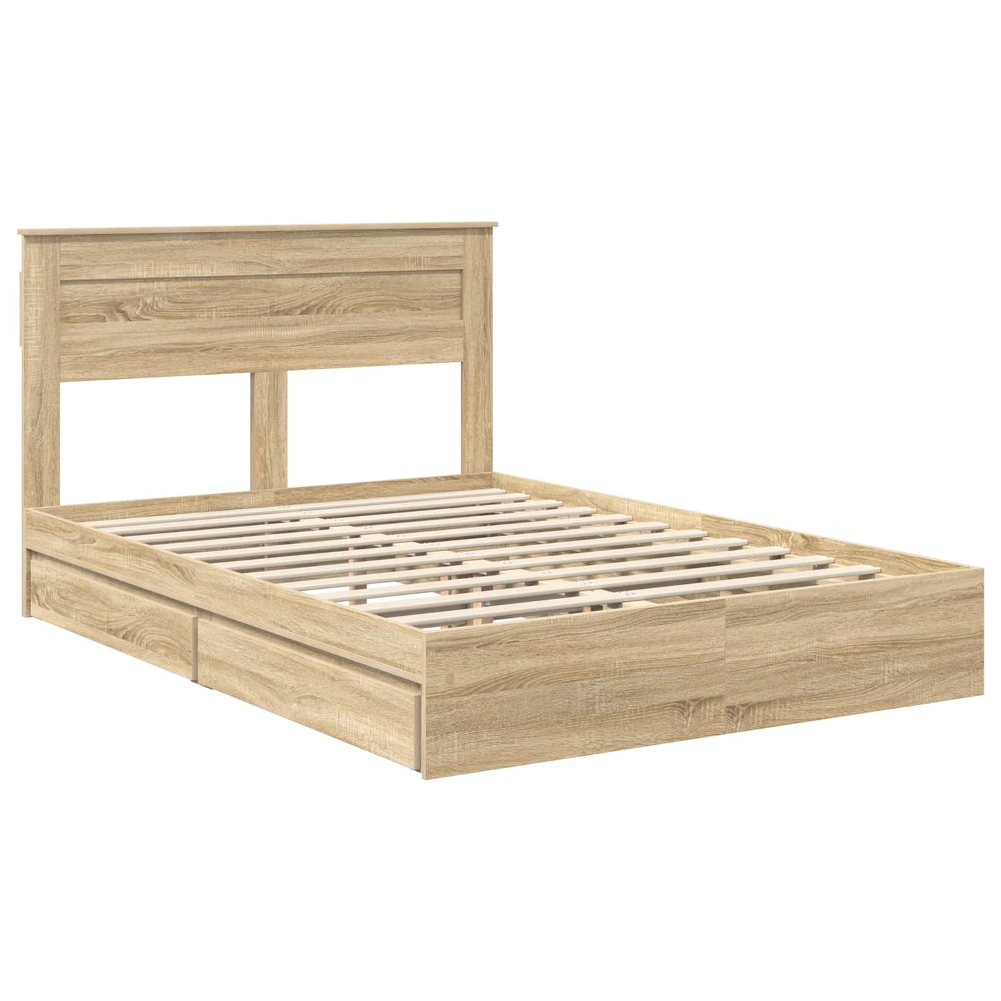 Storage Bed with Drawer Sonoma Oak 140 x 200 cm Engineered Wood