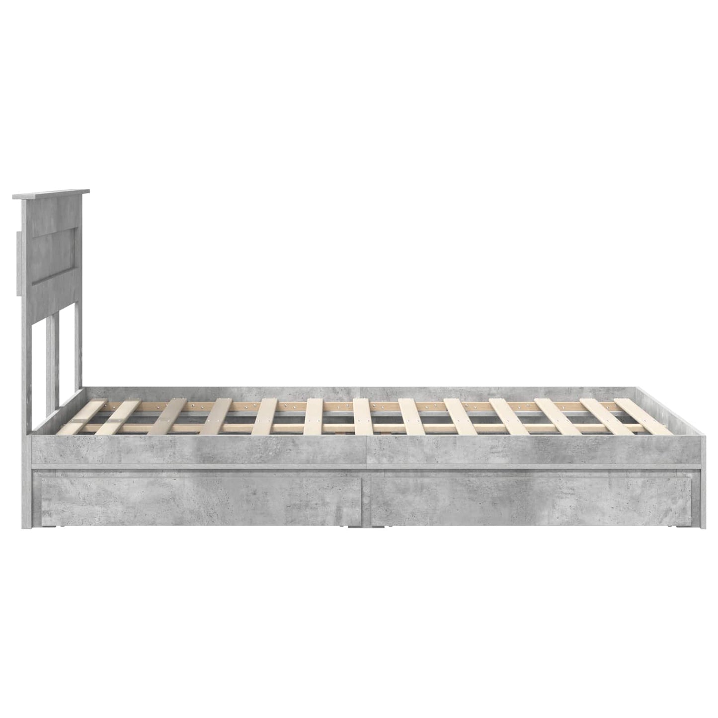 Storage Bed Concrete Grey 135 x 190 cm Engineered Wood