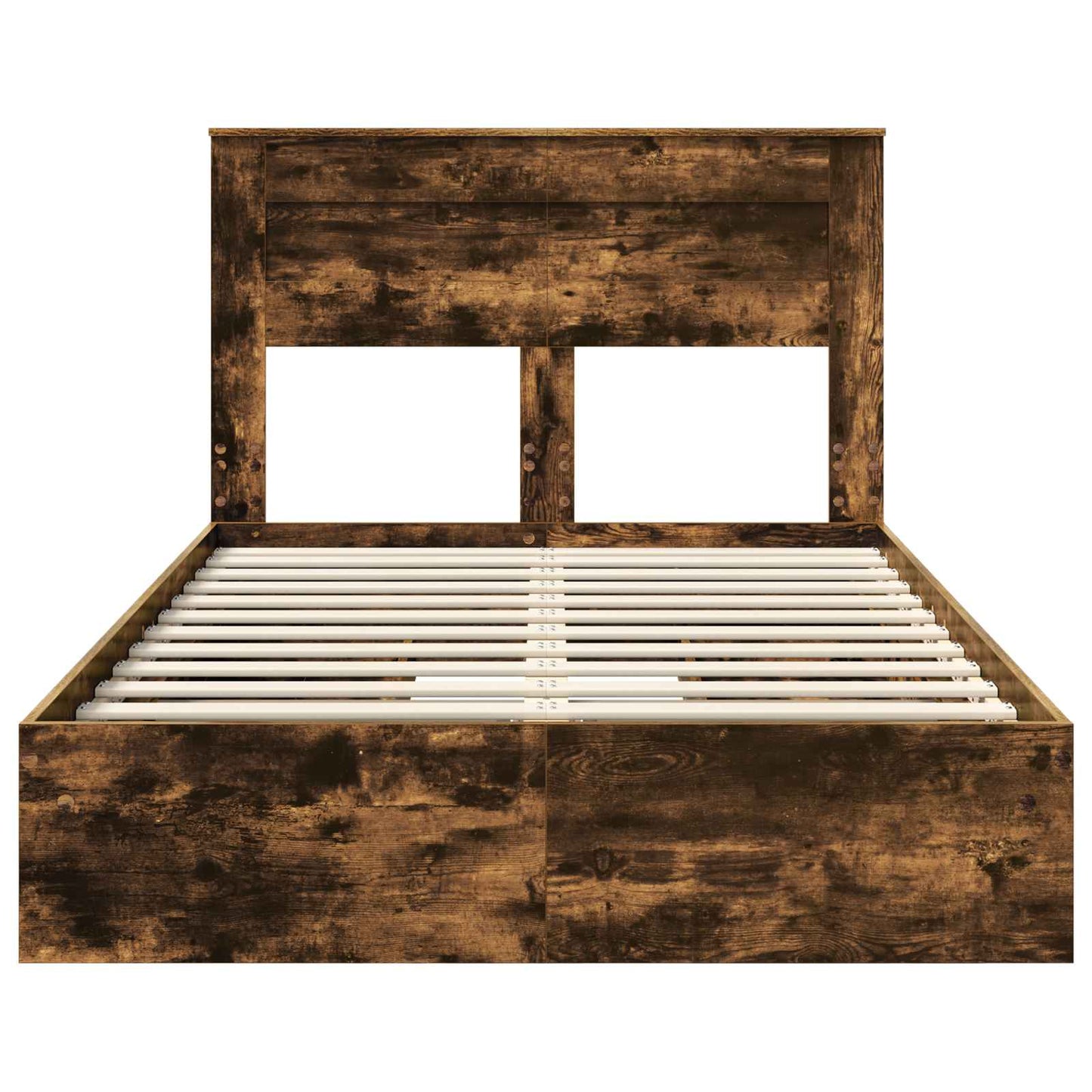 Storage Bed with Drawer Smoked Oak 135 x 190 cm Engineered Wood