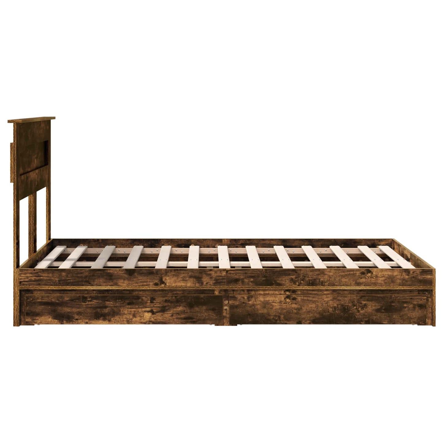 Storage Bed with Drawer Smoked Oak 135 x 190 cm Engineered Wood