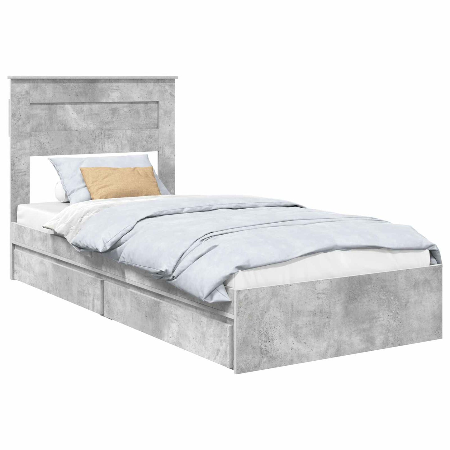 Storage Bed Concrete Grey 90 x 190 cm Engineered Wood