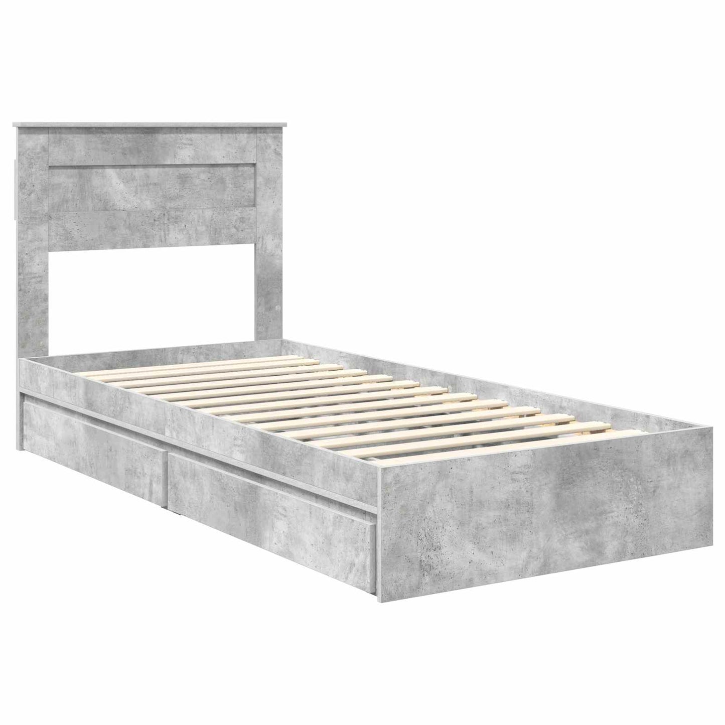 Storage Bed Concrete Grey 90 x 190 cm Engineered Wood