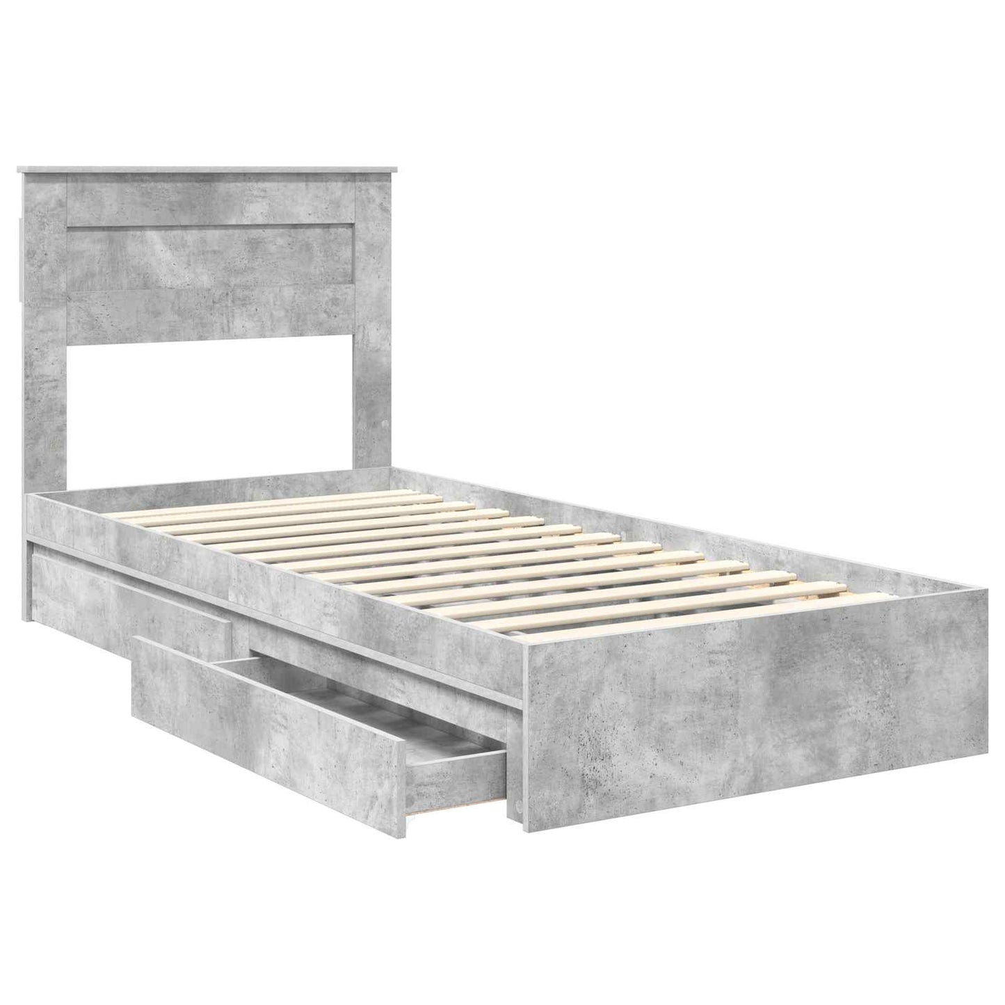 Storage Bed Concrete Grey 90 x 190 cm Engineered Wood