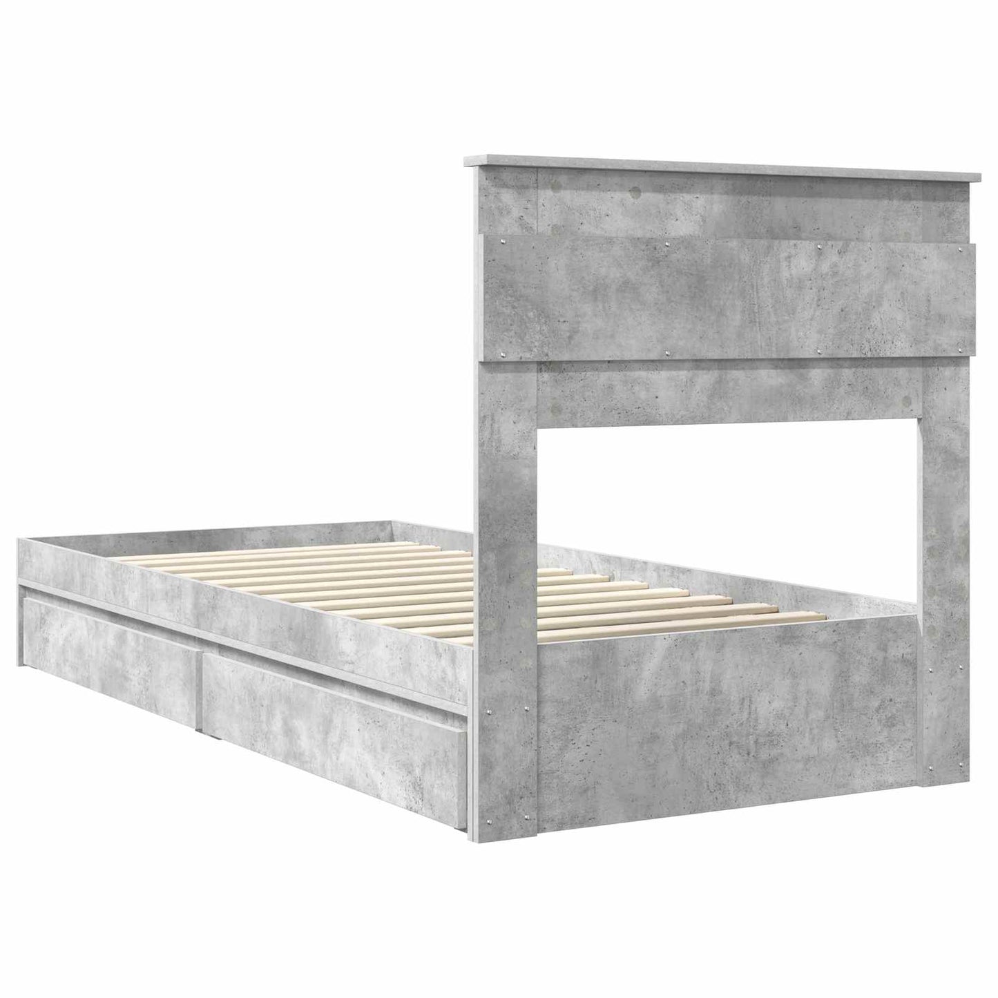 Storage Bed Concrete Grey 90 x 190 cm Engineered Wood