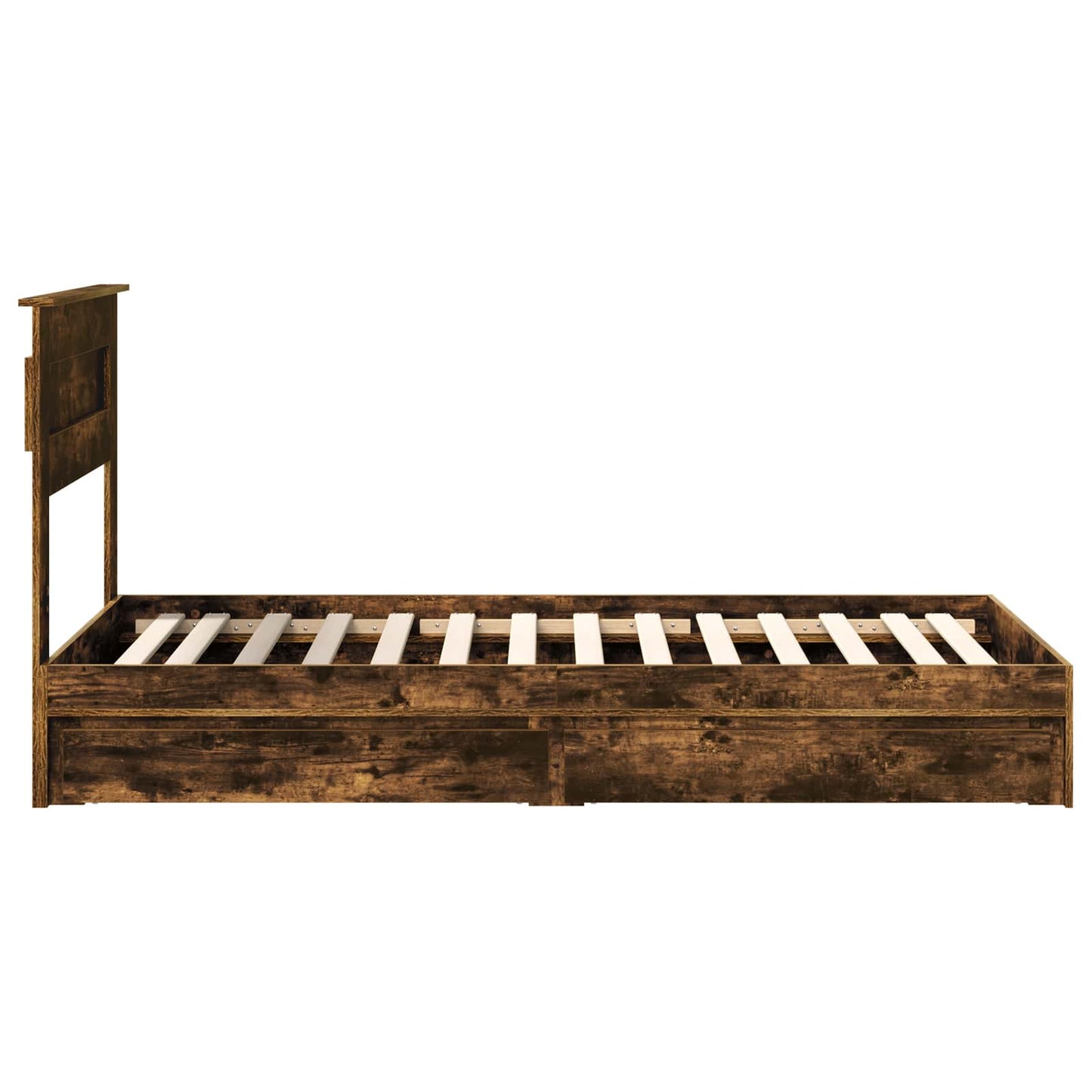 Storage Bed with Drawer Smoked Oak 90 x 200 cm Engineered Wood