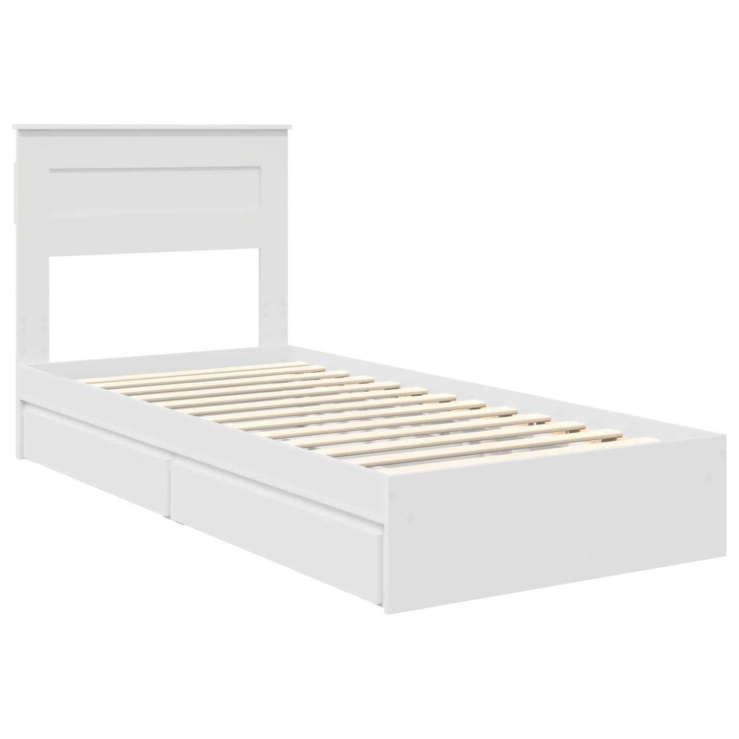 Storage Bed with Headboard White 75 x 190 cm Engineered Wood