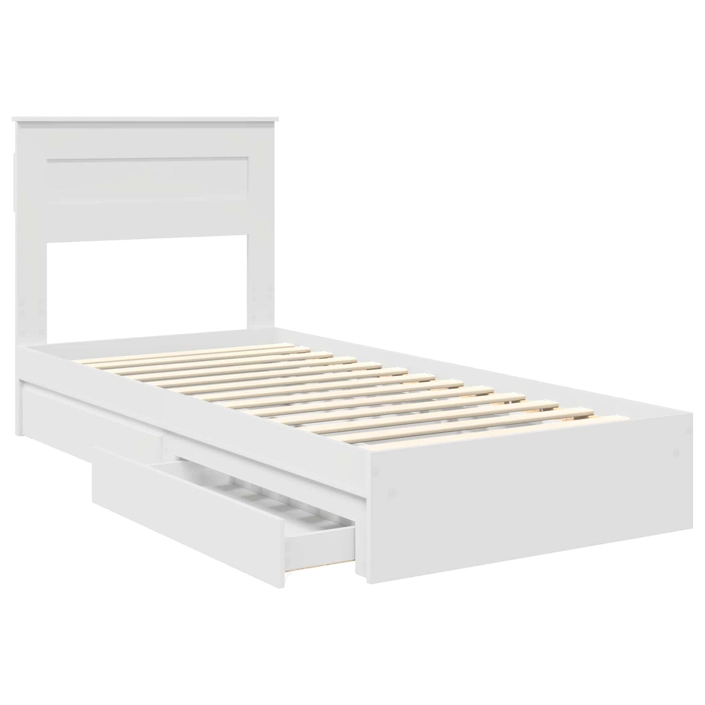 Storage Bed with Headboard White 75 x 190 cm Engineered Wood