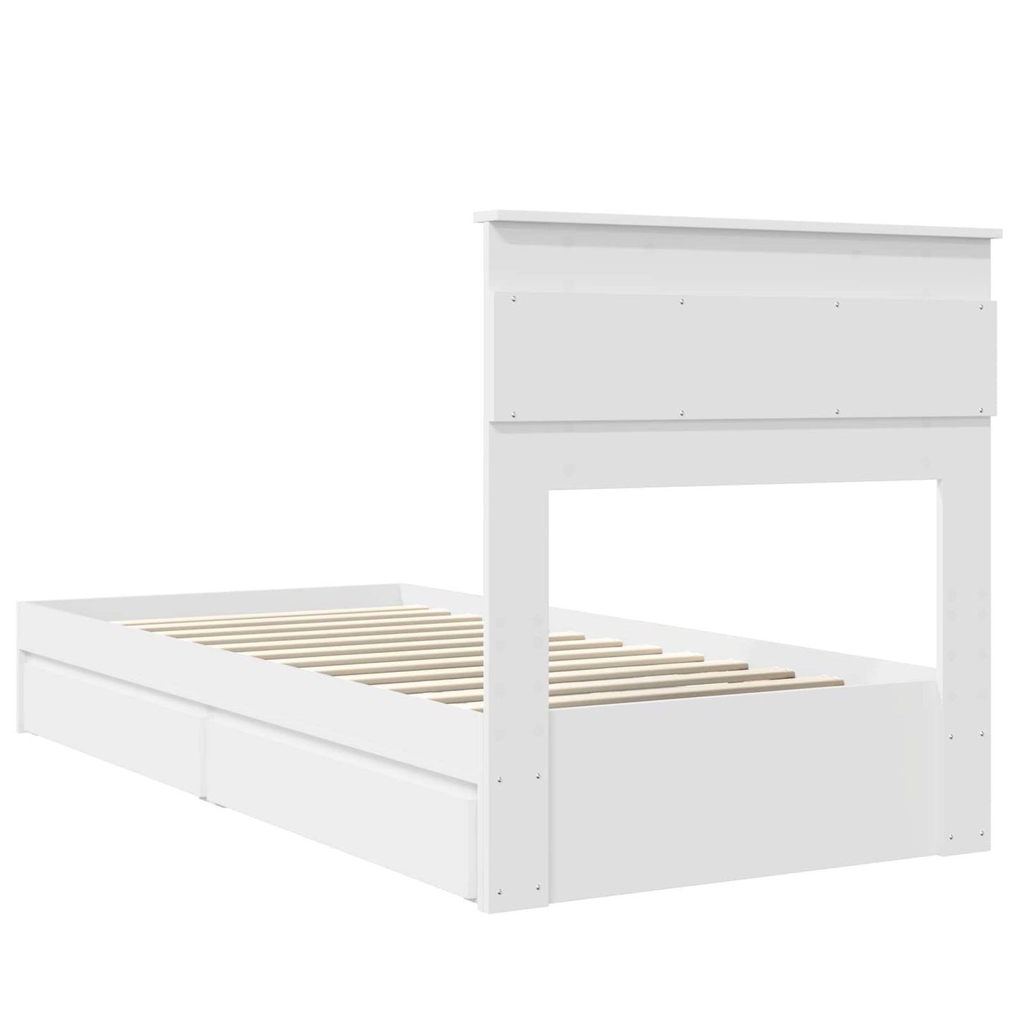 Storage Bed with Headboard White 75 x 190 cm Engineered Wood