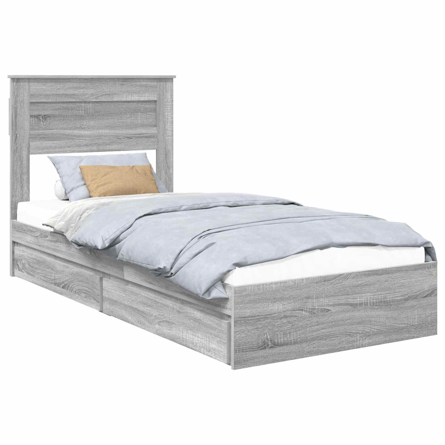 Storage Bed with Drawer Grey Sonoma 75 x 190 cm Engineered Wood