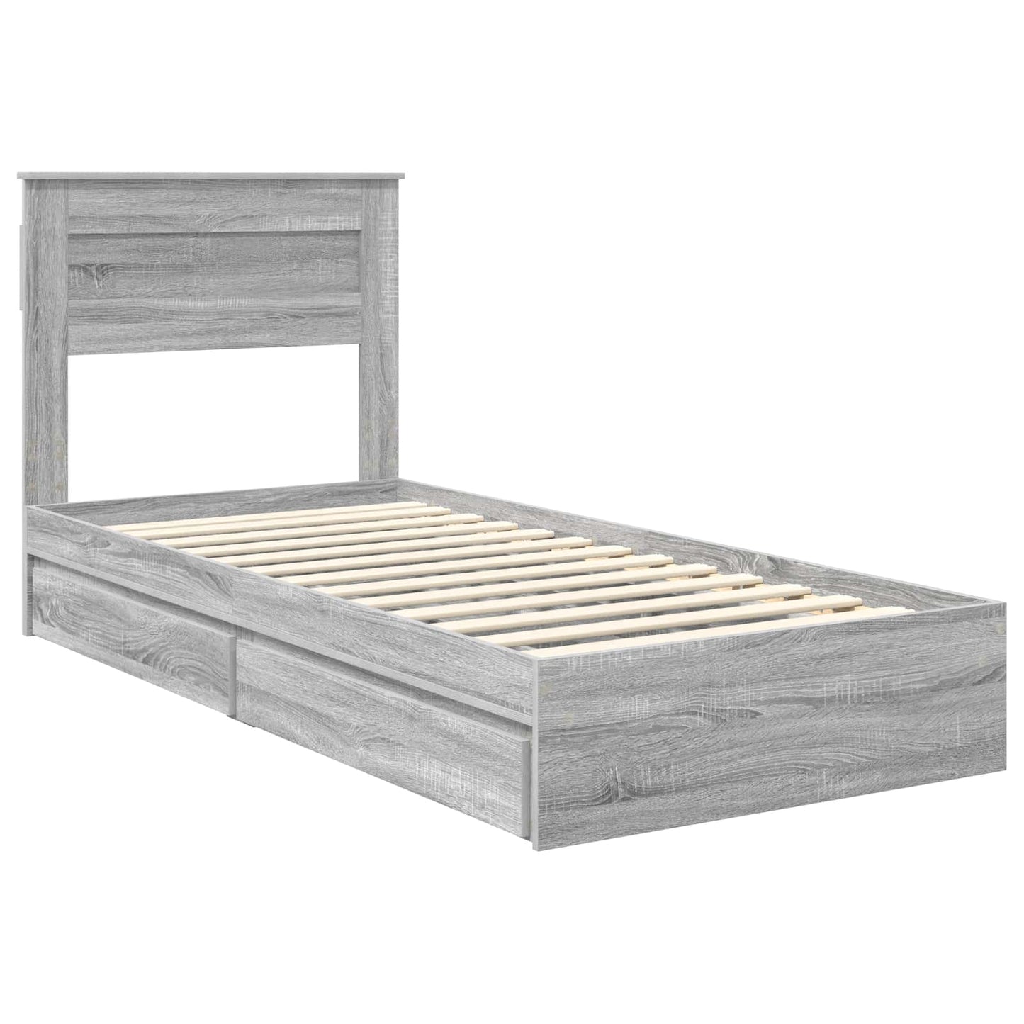 Storage Bed with Drawer Grey Sonoma 75 x 190 cm Engineered Wood