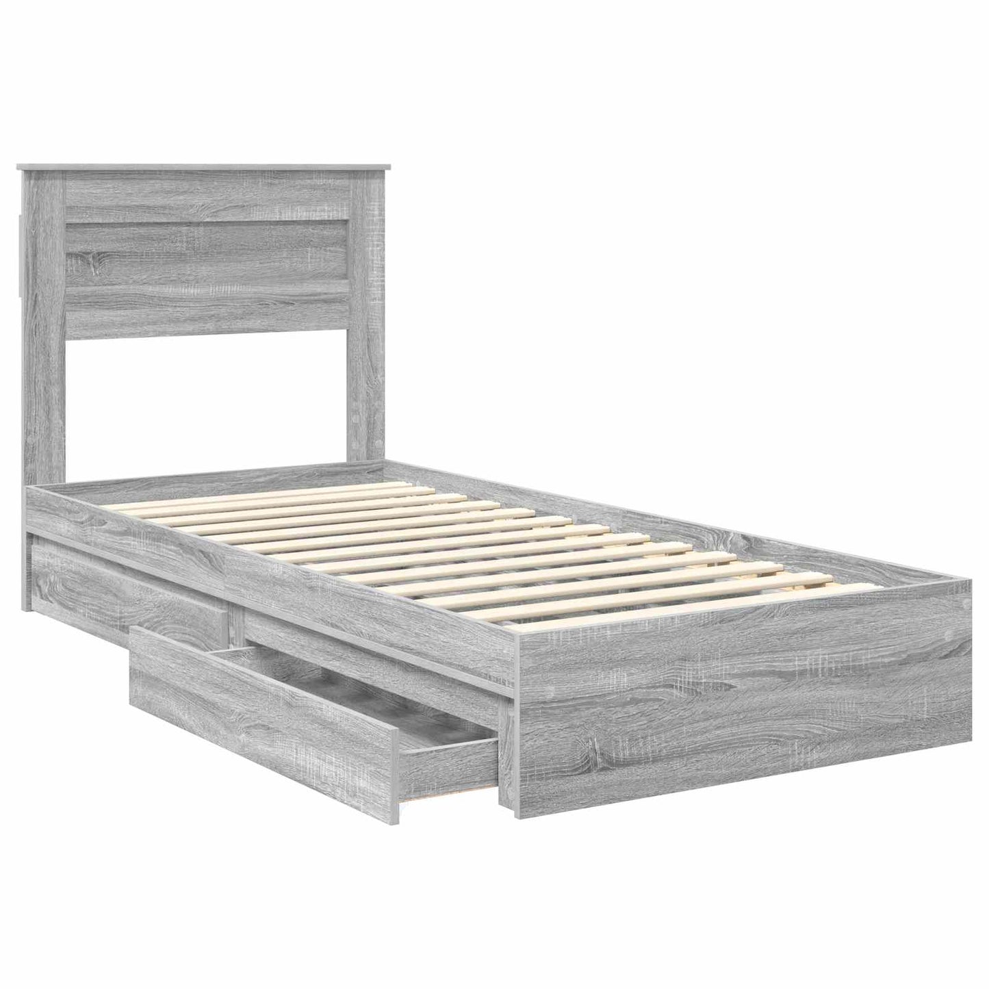 Storage Bed with Drawer Grey Sonoma 75 x 190 cm Engineered Wood