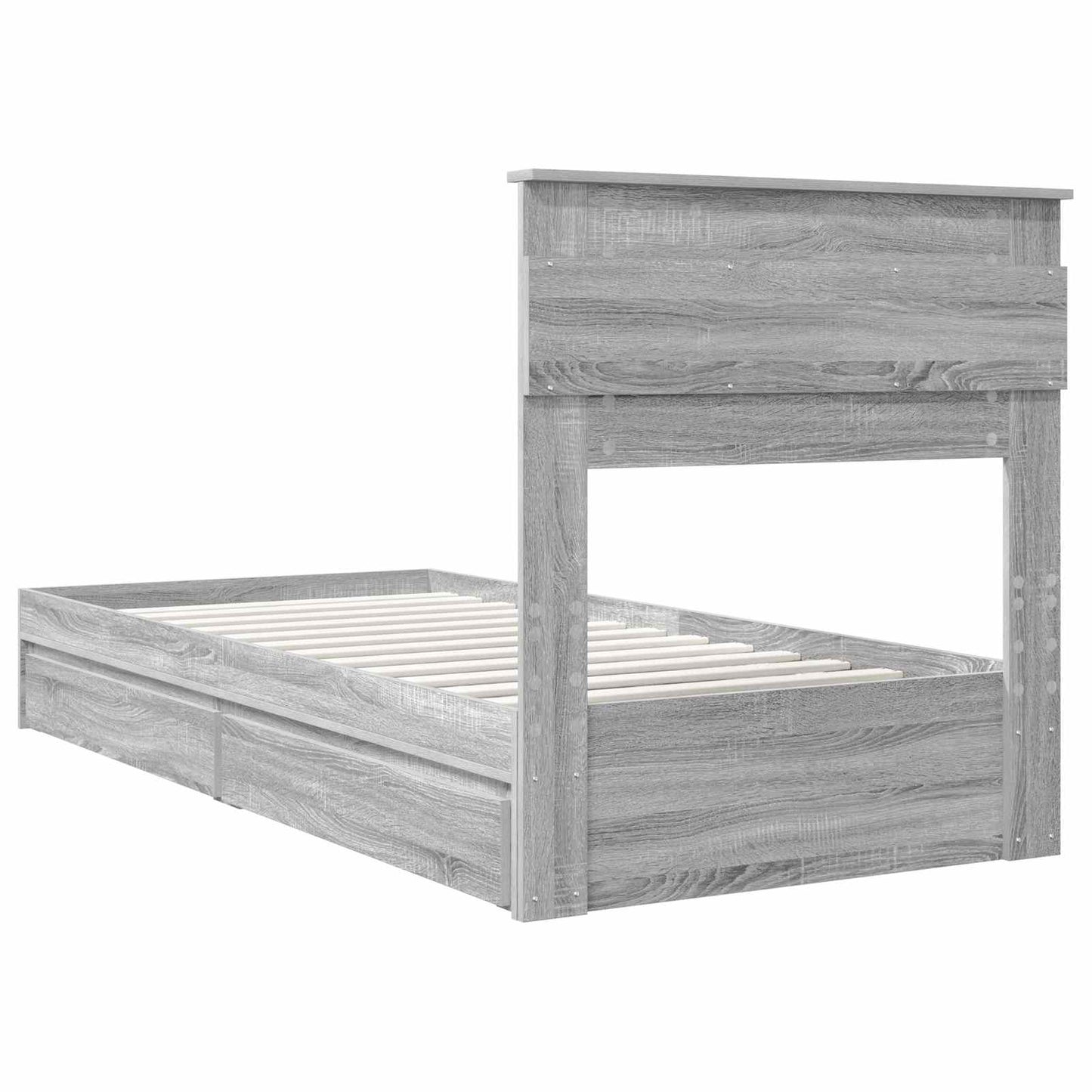 Storage Bed with Drawer Grey Sonoma 75 x 190 cm Engineered Wood