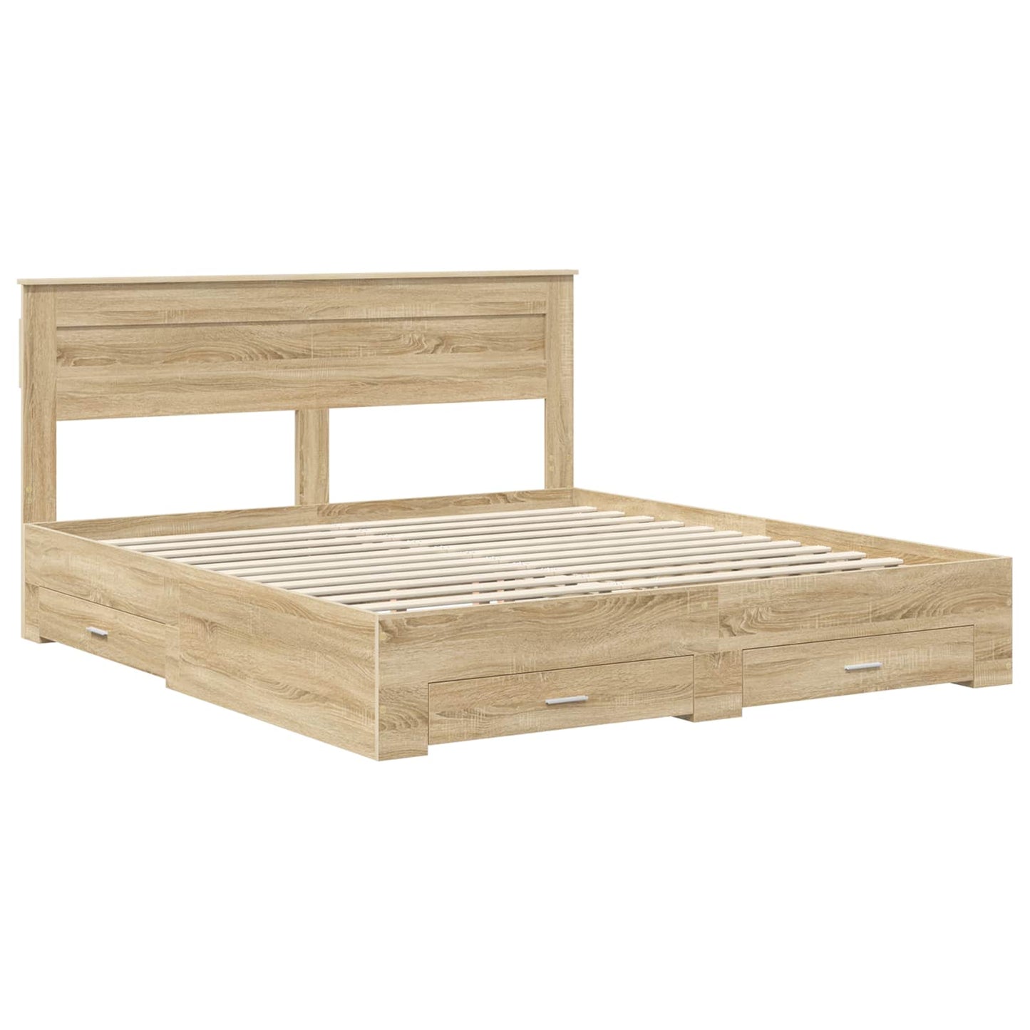 Bed Frame with Drawer Sonoma Oak 200 x 200 cm Engineered Wood