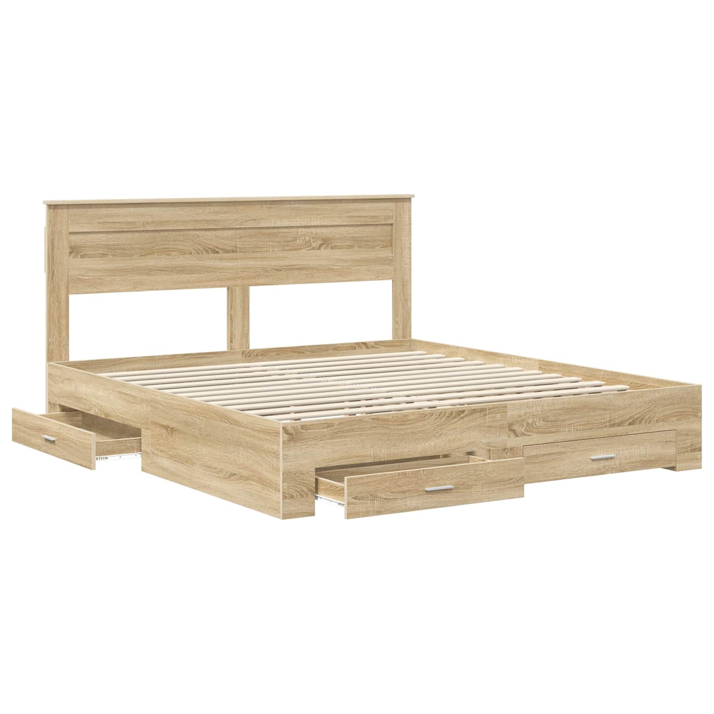 Bed Frame with Drawer Sonoma Oak 200 x 200 cm Engineered Wood