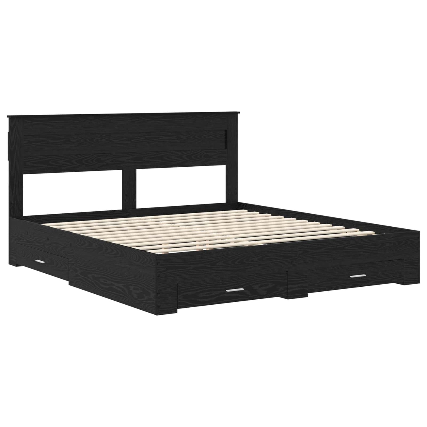 Bed Frame with Headboard Black Oak 180 x 200 cm Engineered Wood