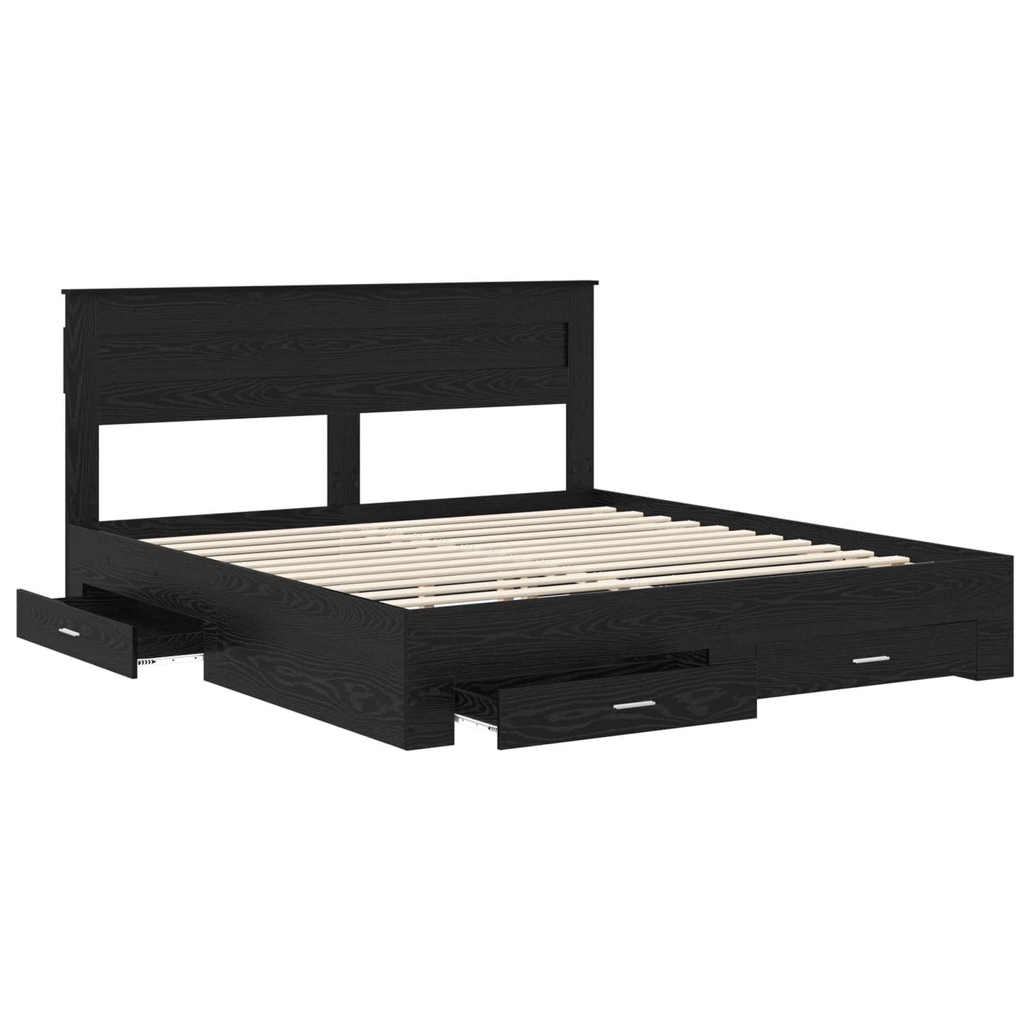 Bed Frame with Headboard Black Oak 180 x 200 cm Engineered Wood