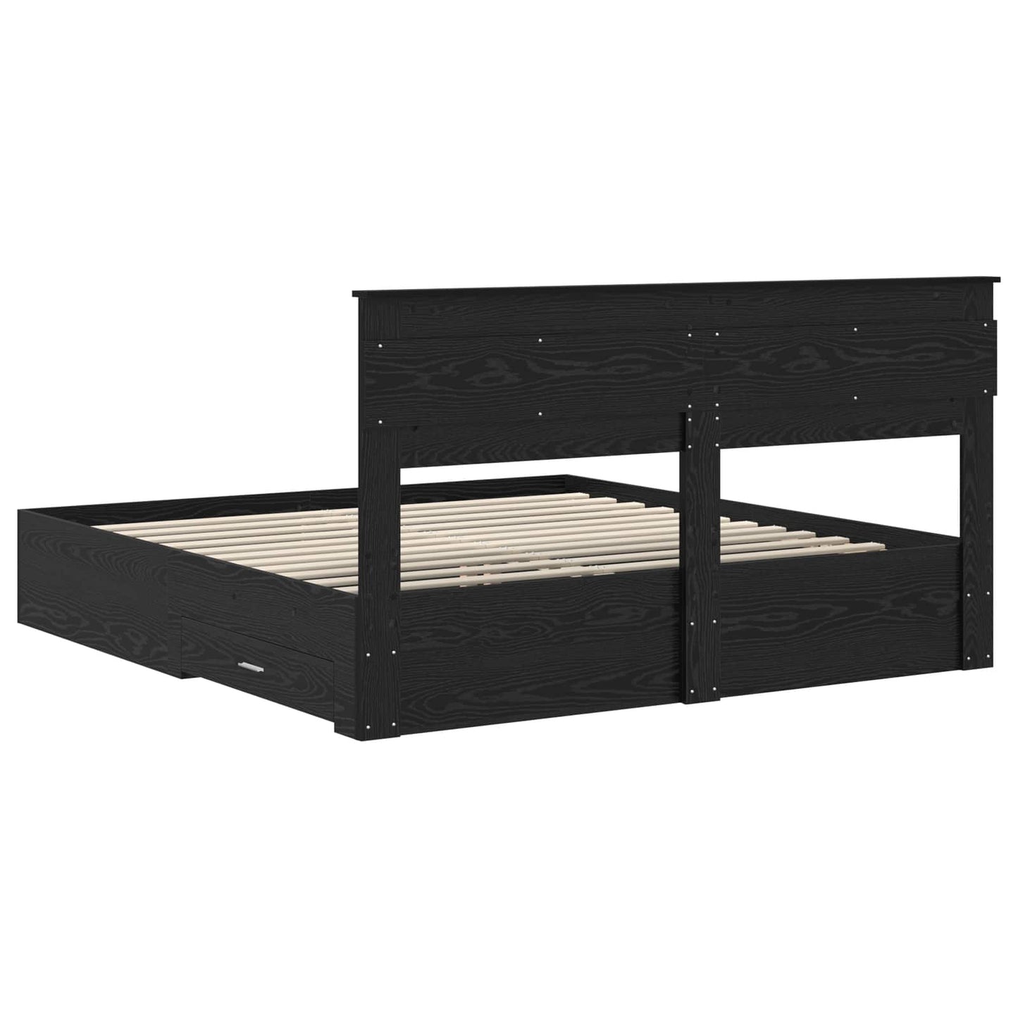 Bed Frame with Headboard Black Oak 180 x 200 cm Engineered Wood