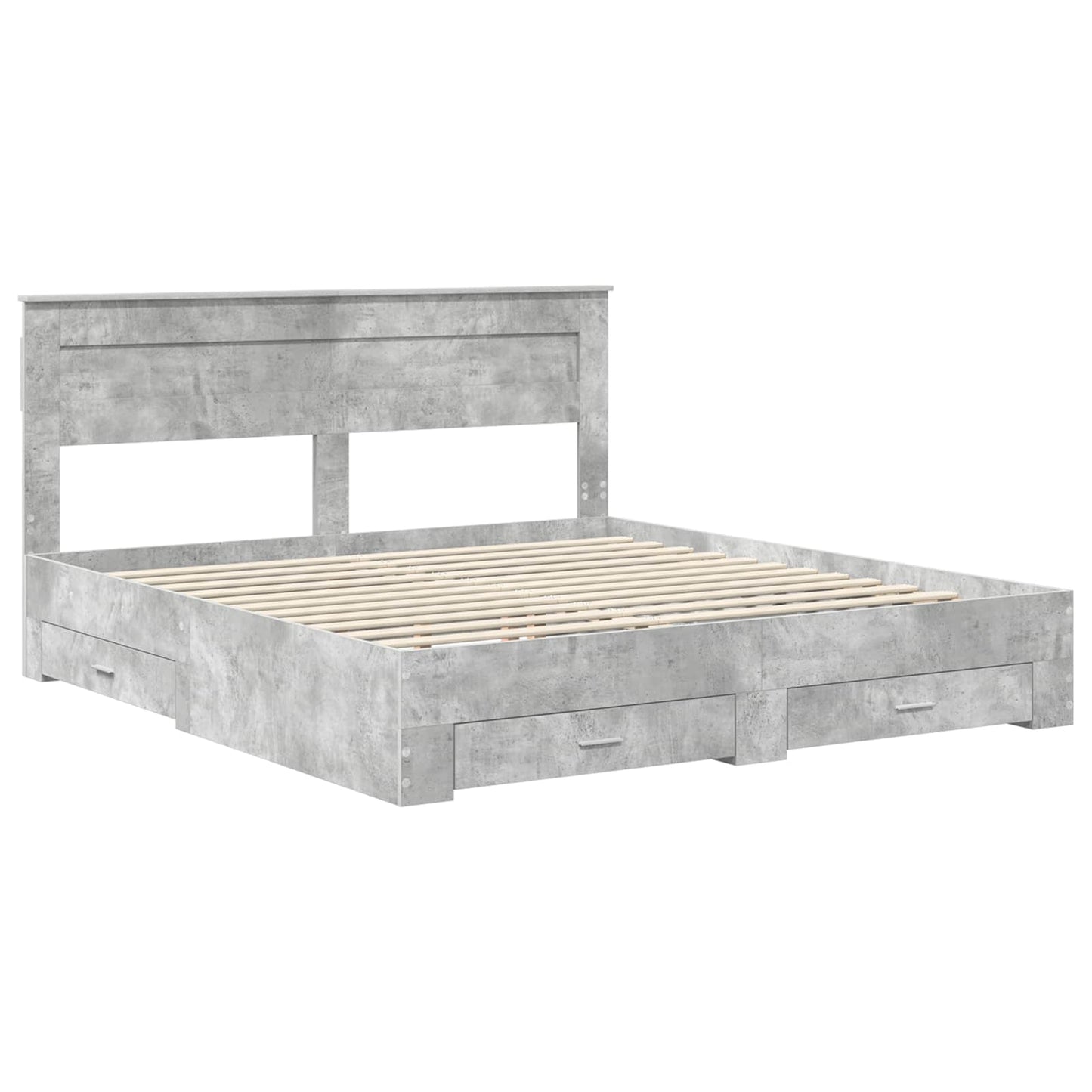 Bed Frame Concrete Grey 180 x 200 cm Engineered Wood