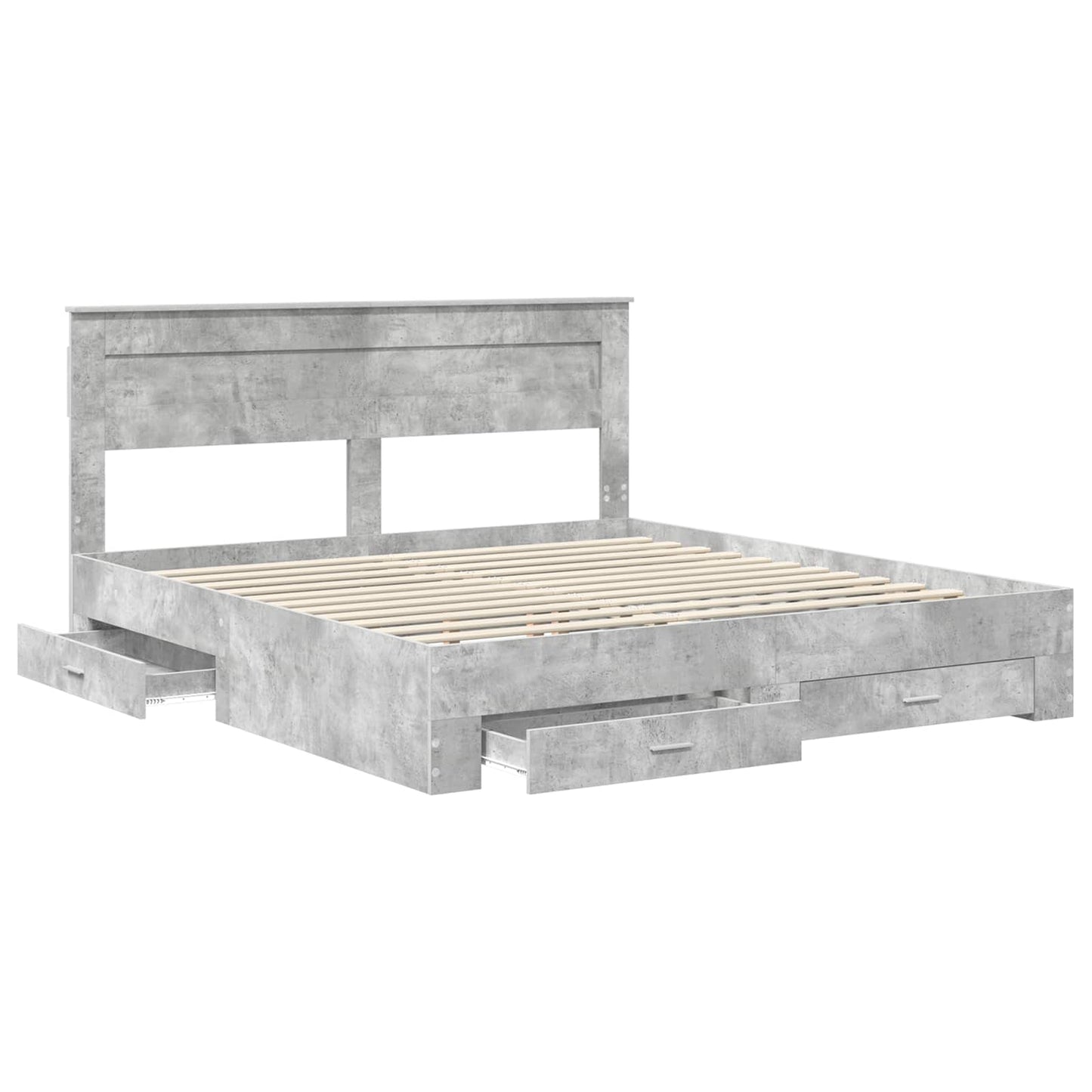 Bed Frame Concrete Grey 180 x 200 cm Engineered Wood