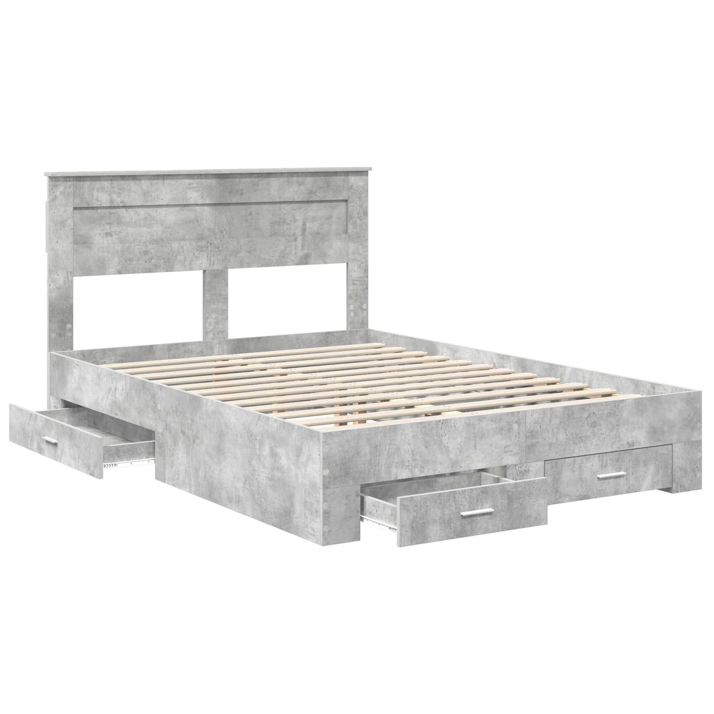 Bed Frame Concrete Grey 160 x 200 cm Engineered Wood
