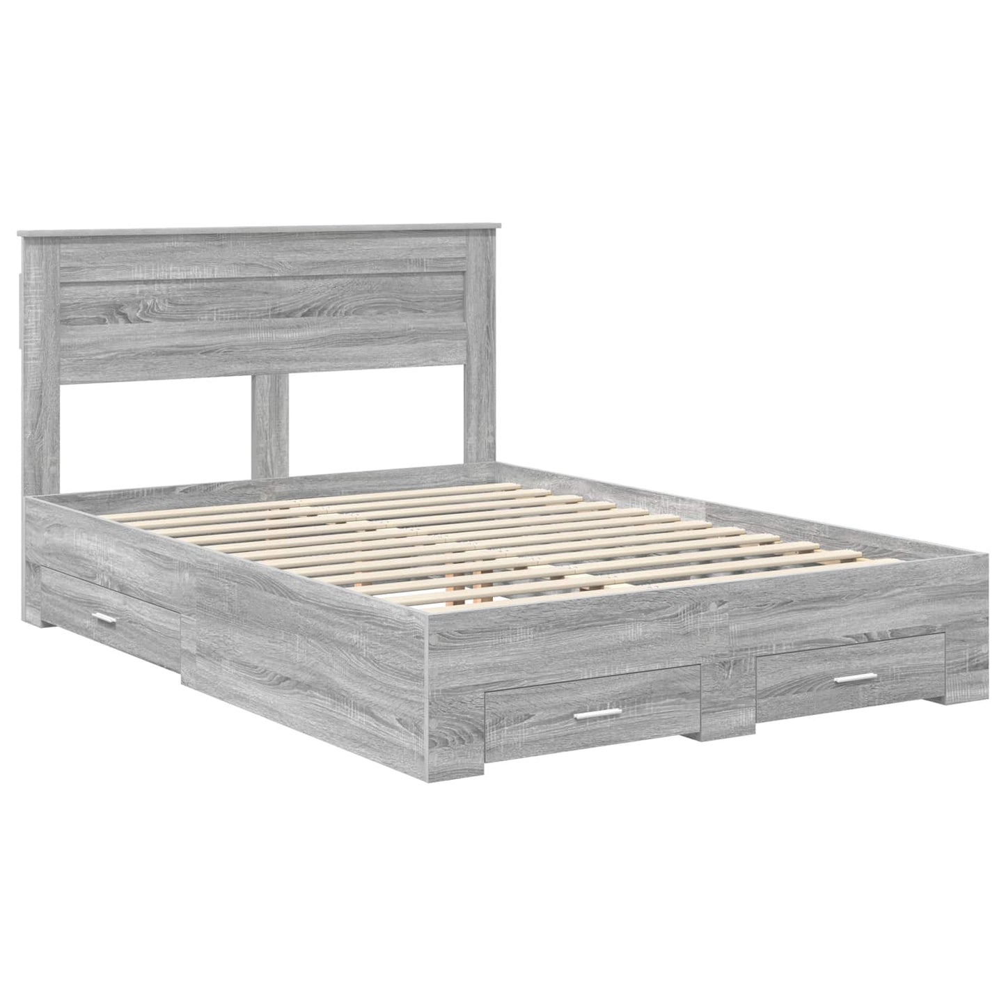 Bed Frame with Drawer Grey Sonoma 160 x 200 cm Engineered Wood