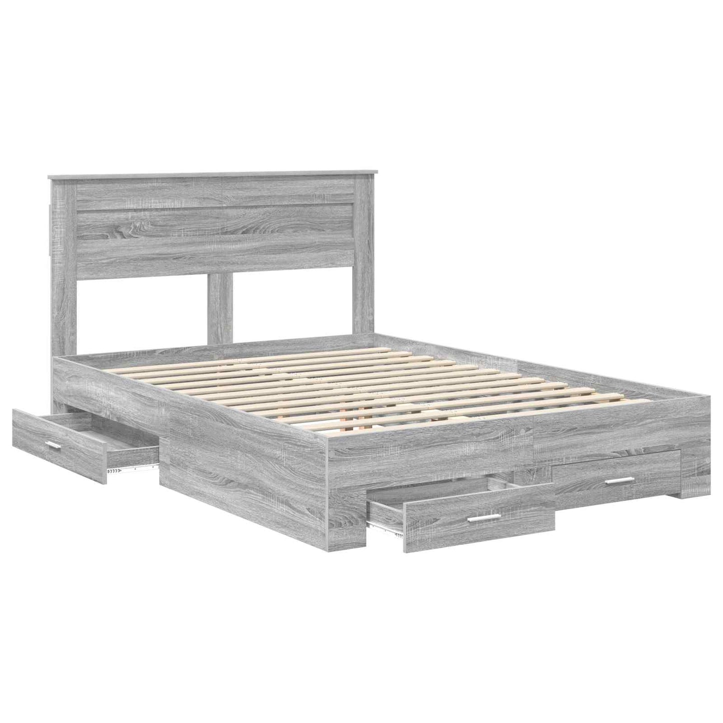 Bed Frame with Drawer Grey Sonoma 160 x 200 cm Engineered Wood