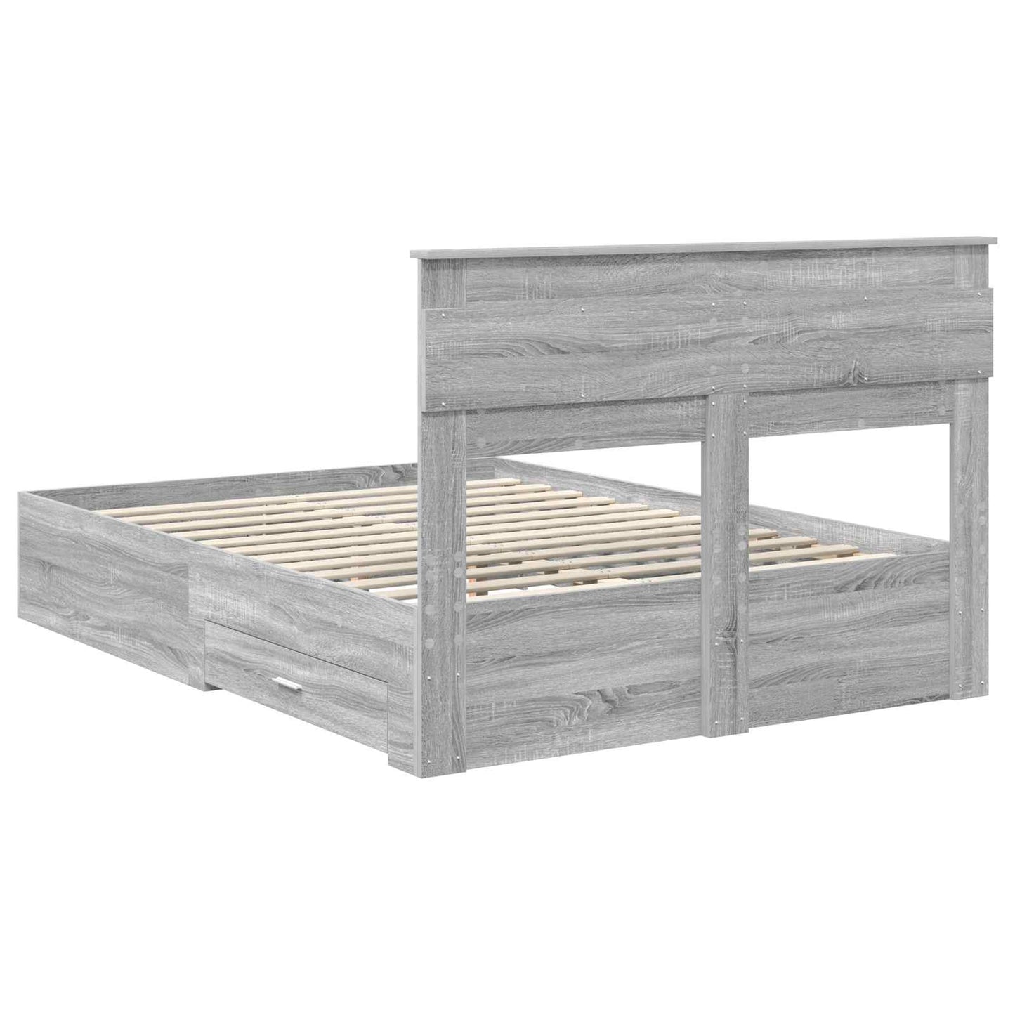 Bed Frame with Drawer Grey Sonoma 160 x 200 cm Engineered Wood