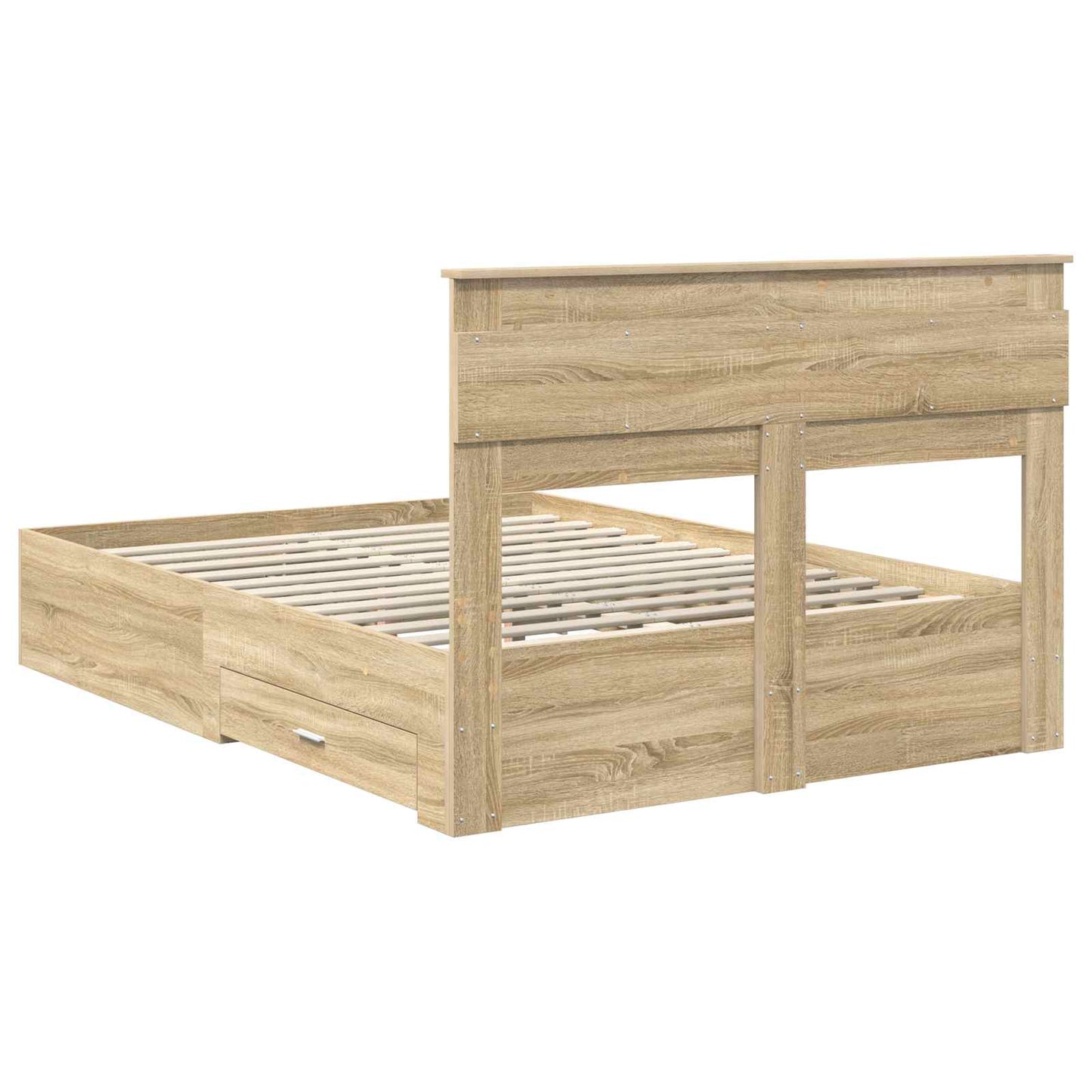 Bed Frame with Drawer Sonoma Oak 140 x 190 cm Engineered Wood