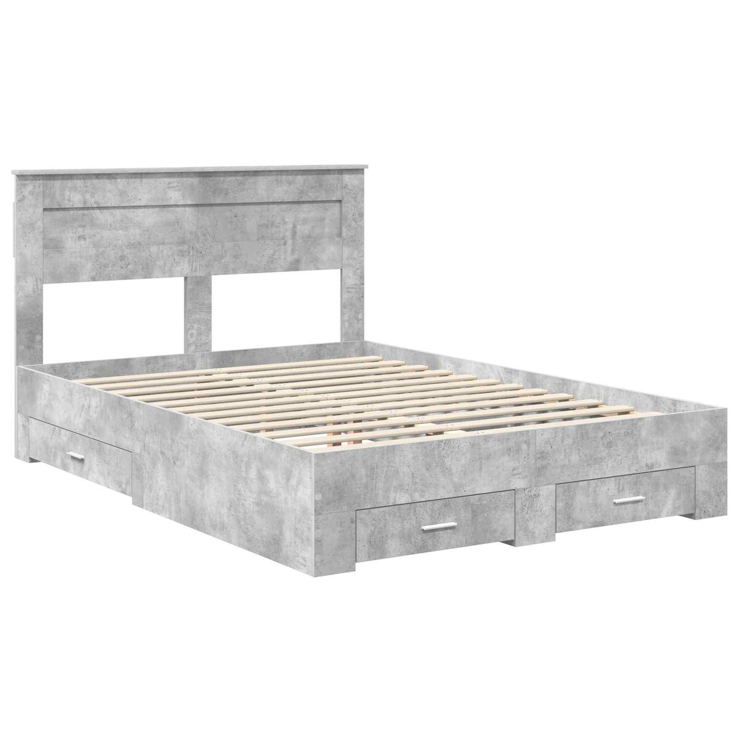 Bed Frame Concrete Grey 140 x 190 cm Engineered Wood