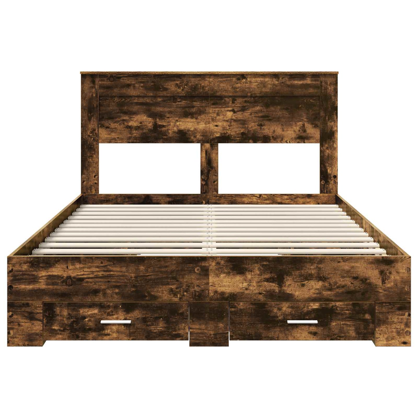 Bed Frame with Drawer Smoked Oak 140 x 200 cm Engineered Wood