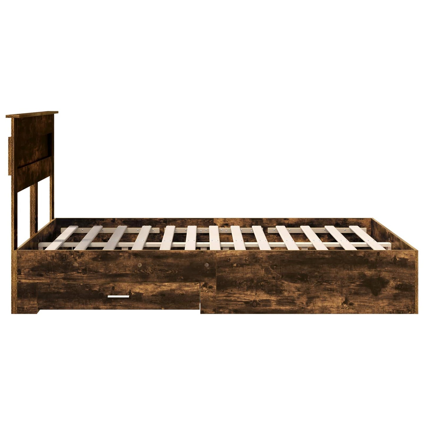Bed Frame with Drawer Smoked Oak 140 x 200 cm Engineered Wood