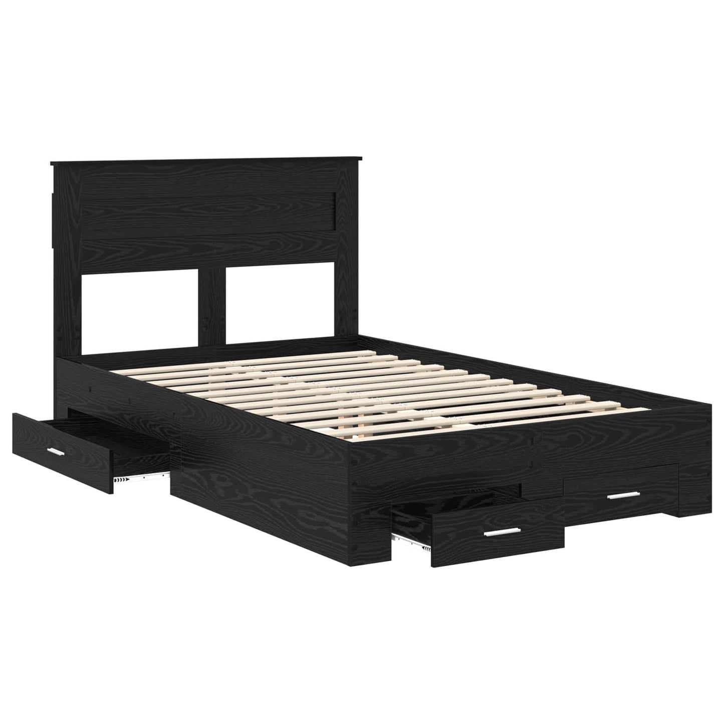 Bed Frame with Headboard Black Oak 135 x 190 cm Engineered Wood
