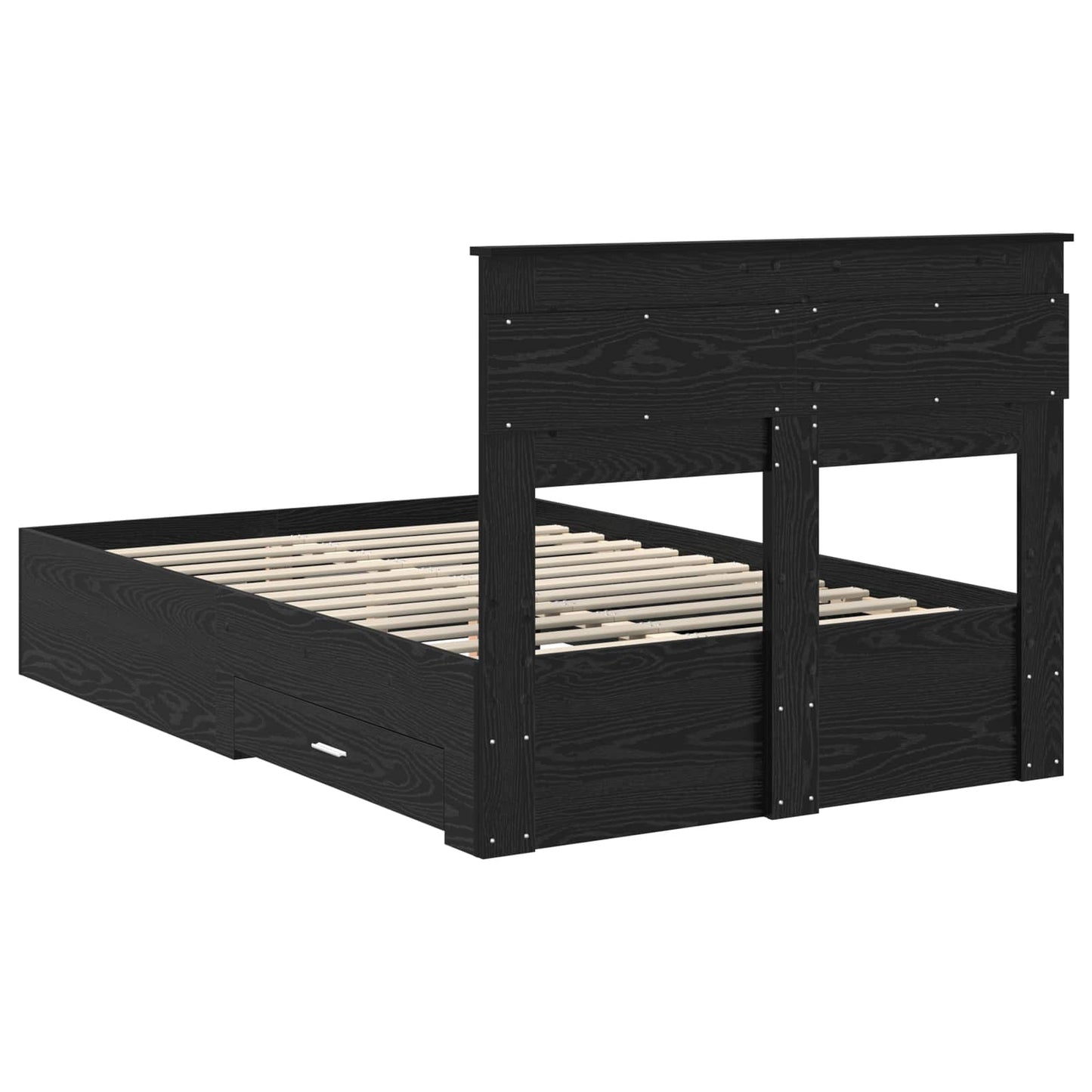 Bed Frame with Headboard Black Oak 135 x 190 cm Engineered Wood