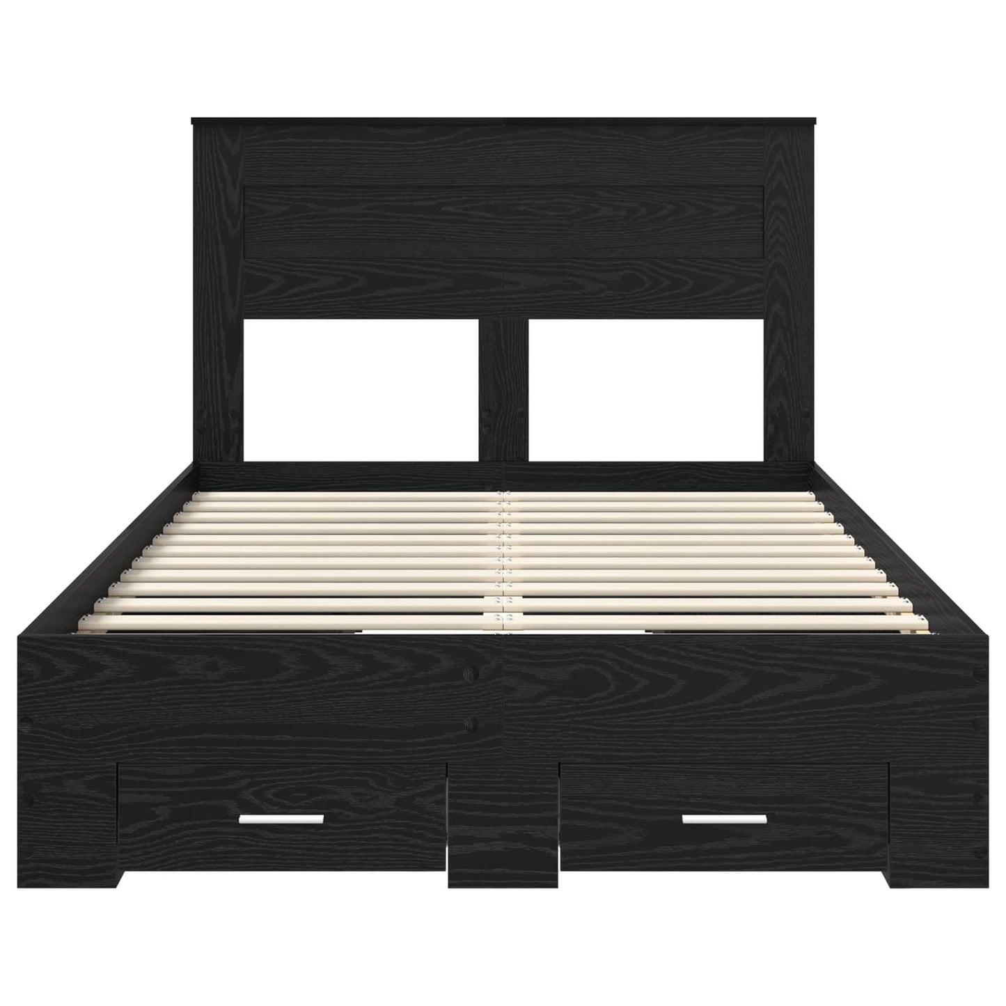 Bed Frame with Headboard Black Oak 135 x 190 cm Engineered Wood