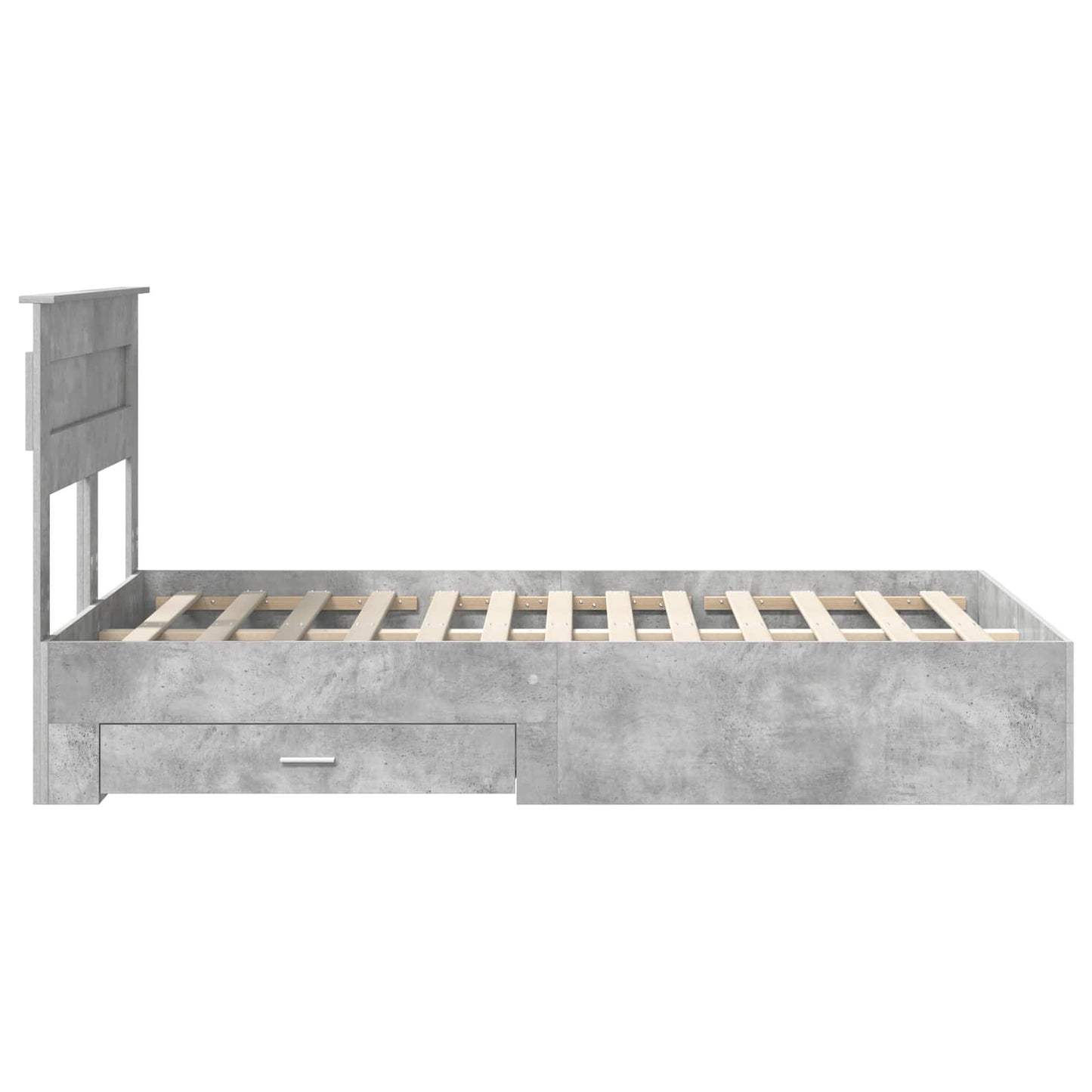 Bed Frame Concrete Grey 135 x 190 cm Engineered Wood