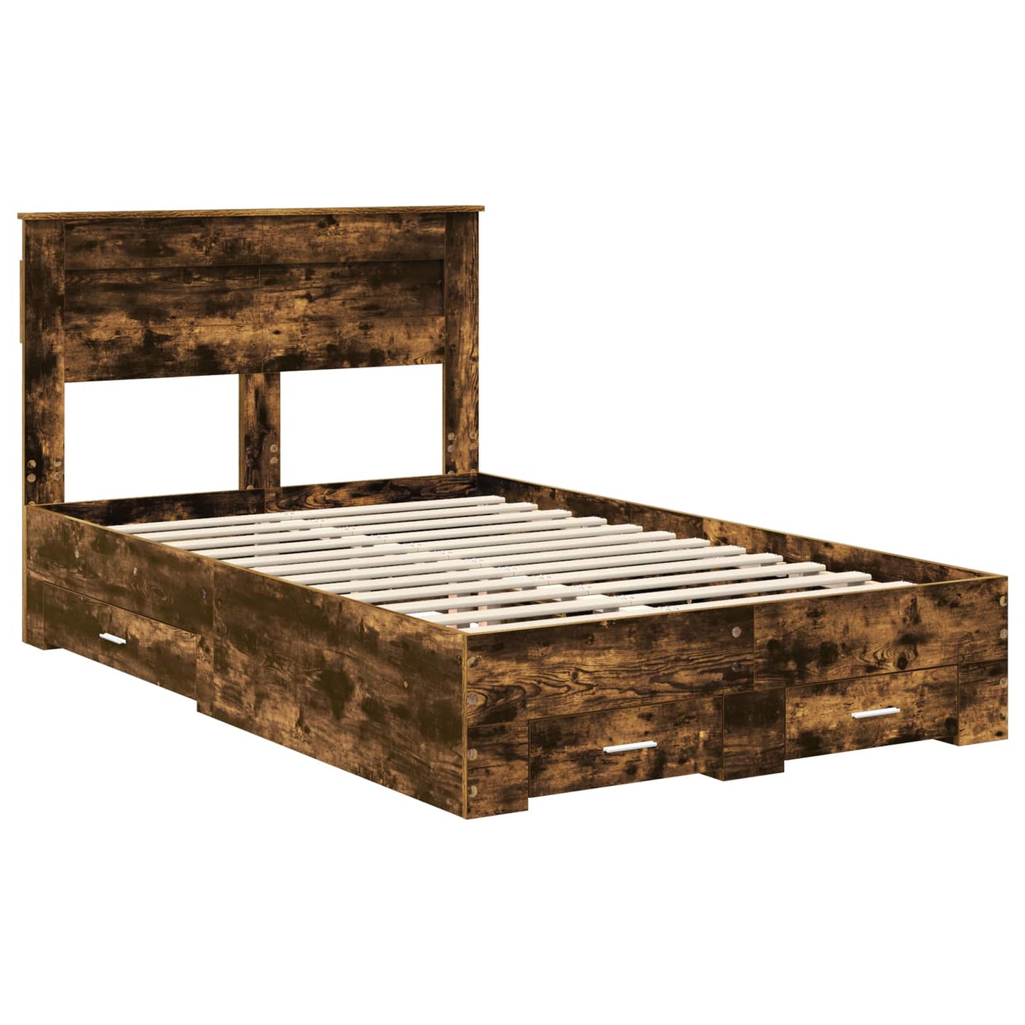 Bed Frame with Drawer Smoked Oak 120 x 190 cm Engineered Wood