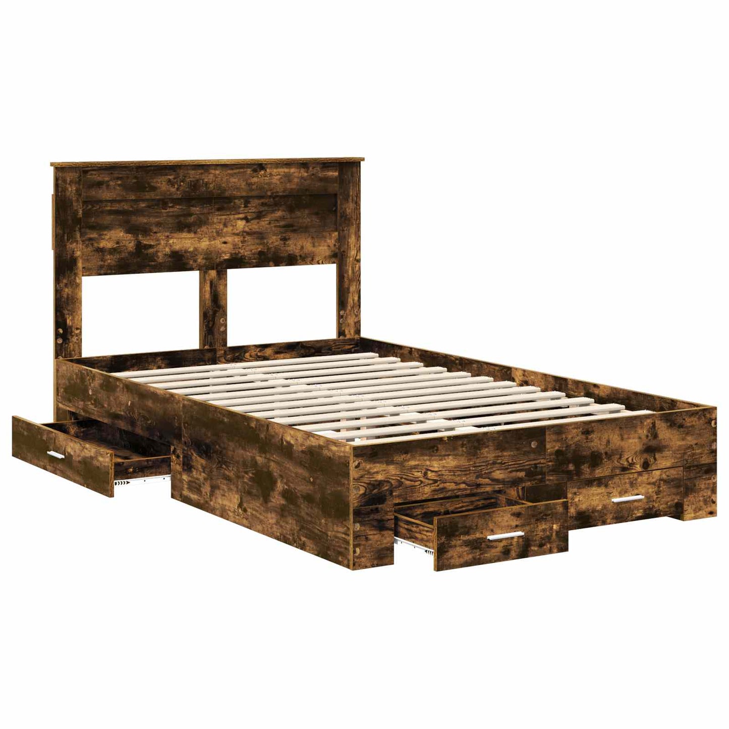 Bed Frame with Drawer Smoked Oak 120 x 190 cm Engineered Wood