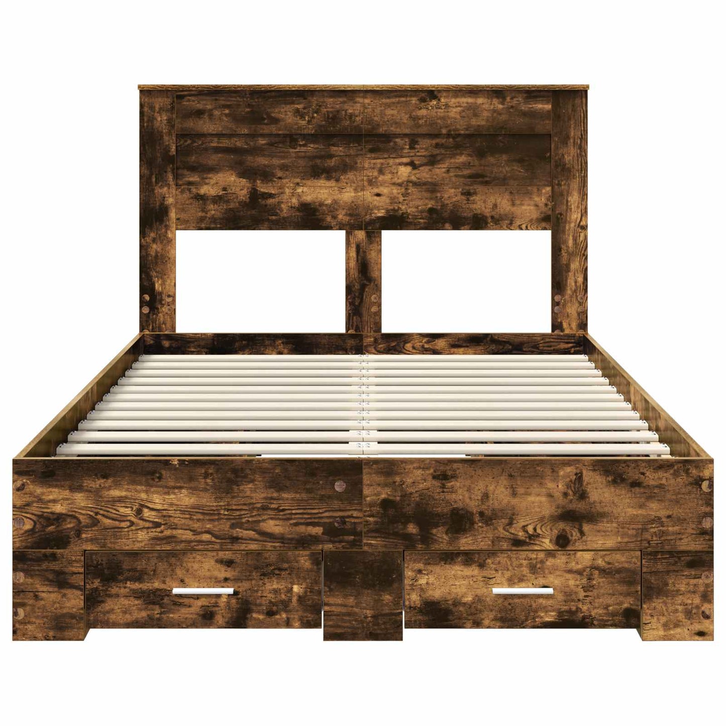 Bed Frame with Drawer Smoked Oak 120 x 190 cm Engineered Wood