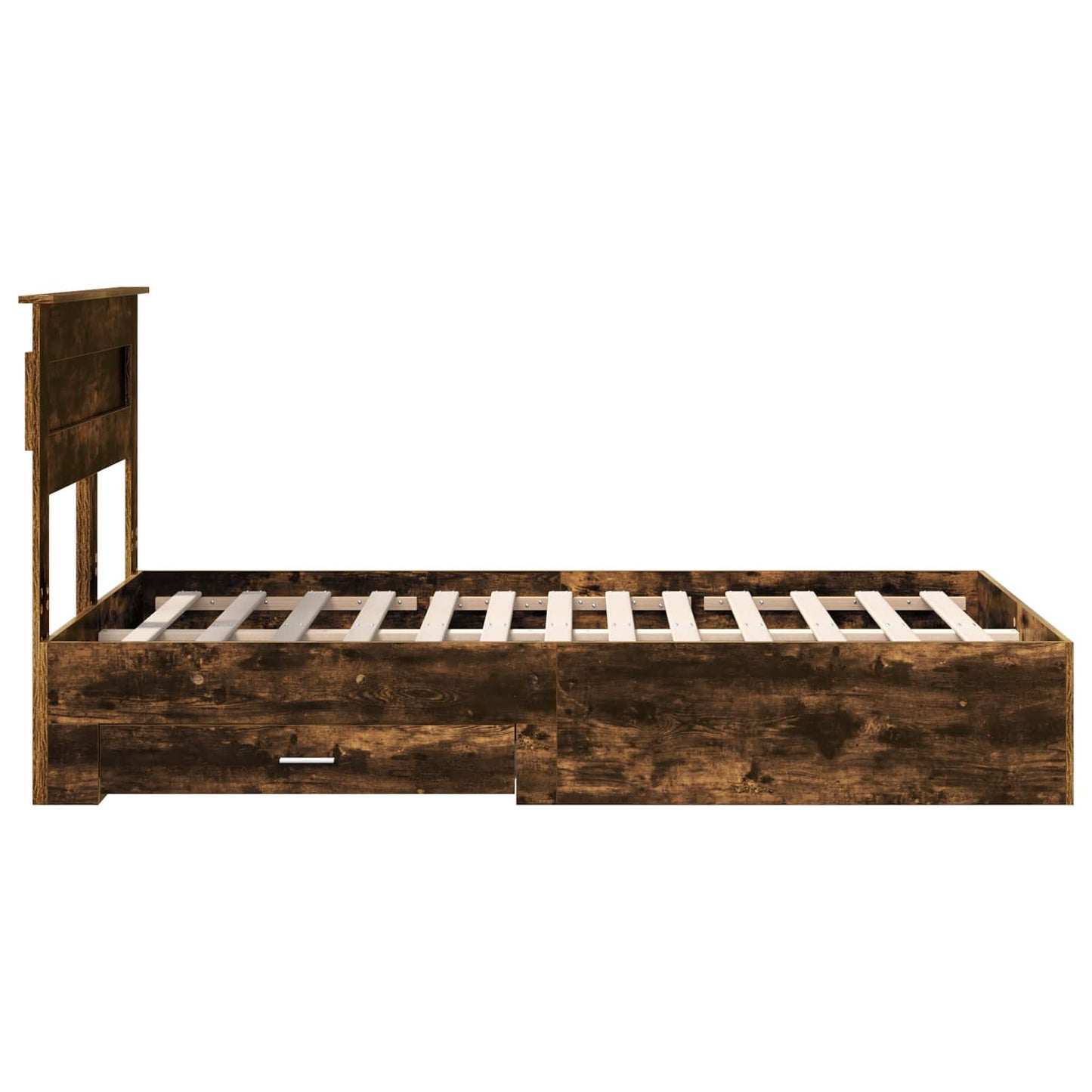 Bed Frame with Drawer Smoked Oak 120 x 190 cm Engineered Wood