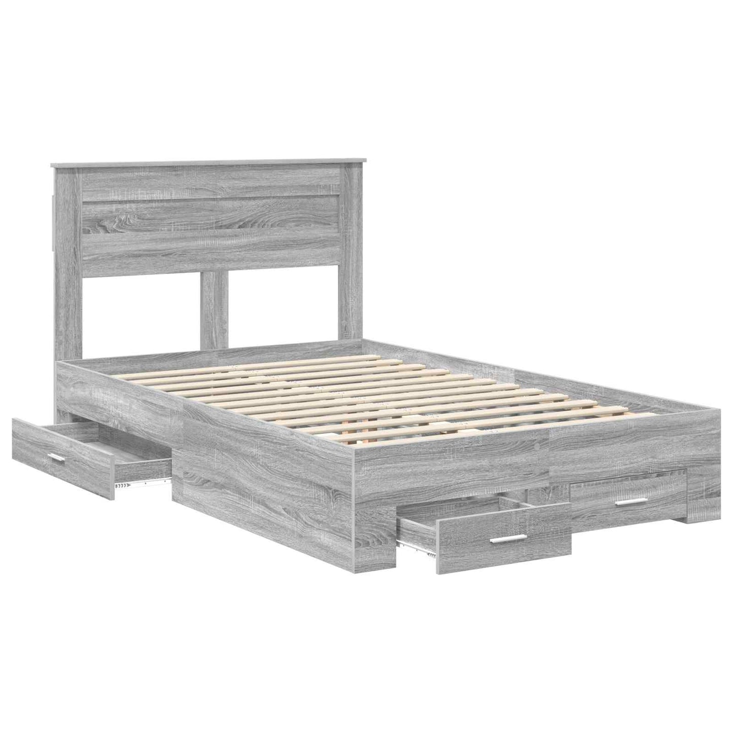 Bed Frame with Drawer Grey Sonoma 120 x 190 cm Engineered Wood