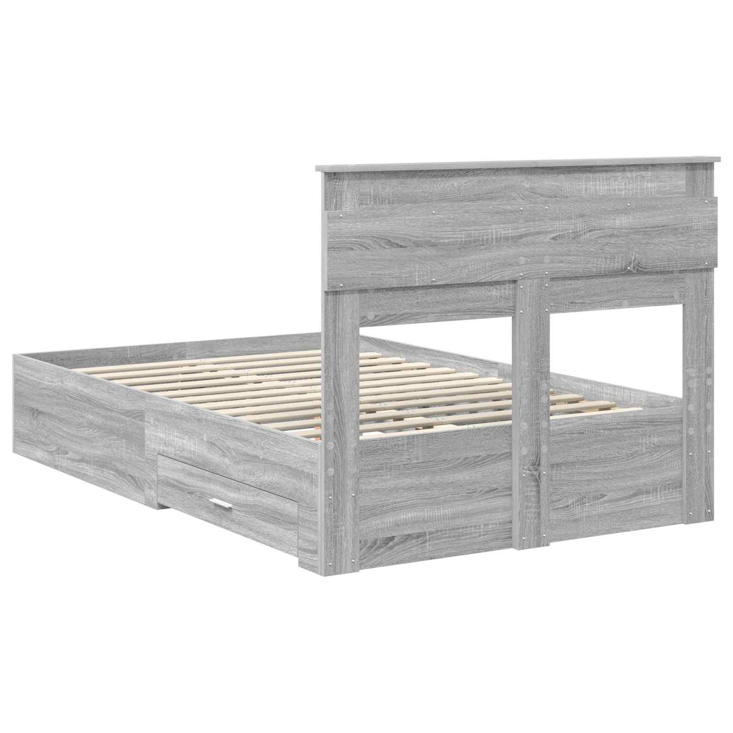 Bed Frame with Drawer Grey Sonoma 120 x 190 cm Engineered Wood